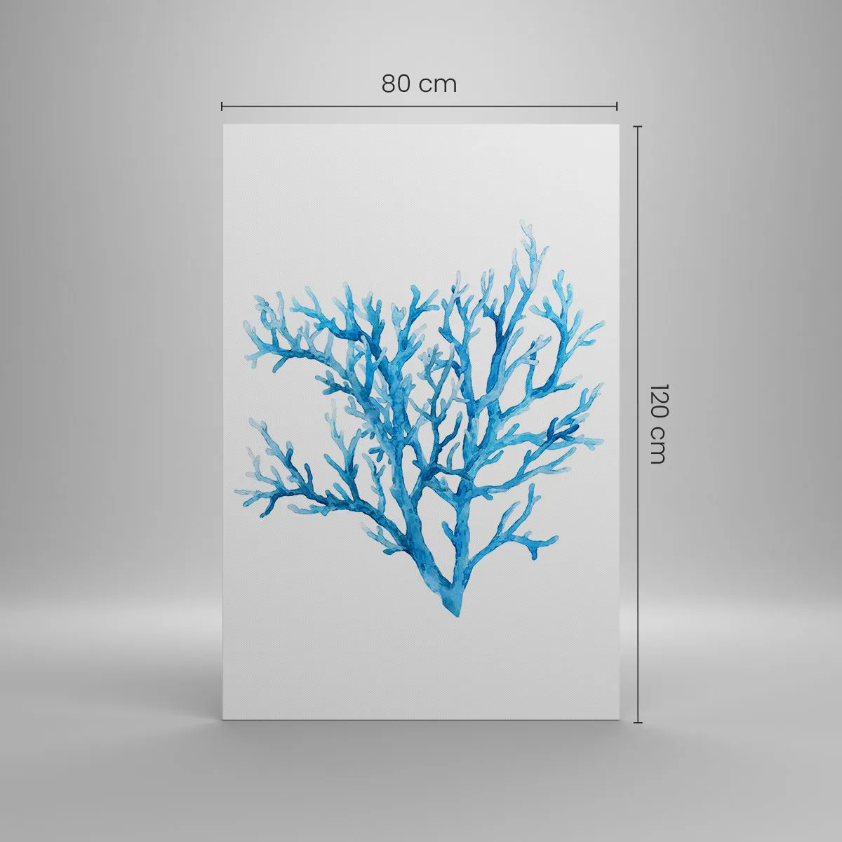 Quadro su tela - Stampe su Tela - Corallo blu su sfondo bianco con un tocco minimalista - 80x120cm - Filigrana marina - Decorazione murale moderna per soggiorno e camera da letto ARTTOR