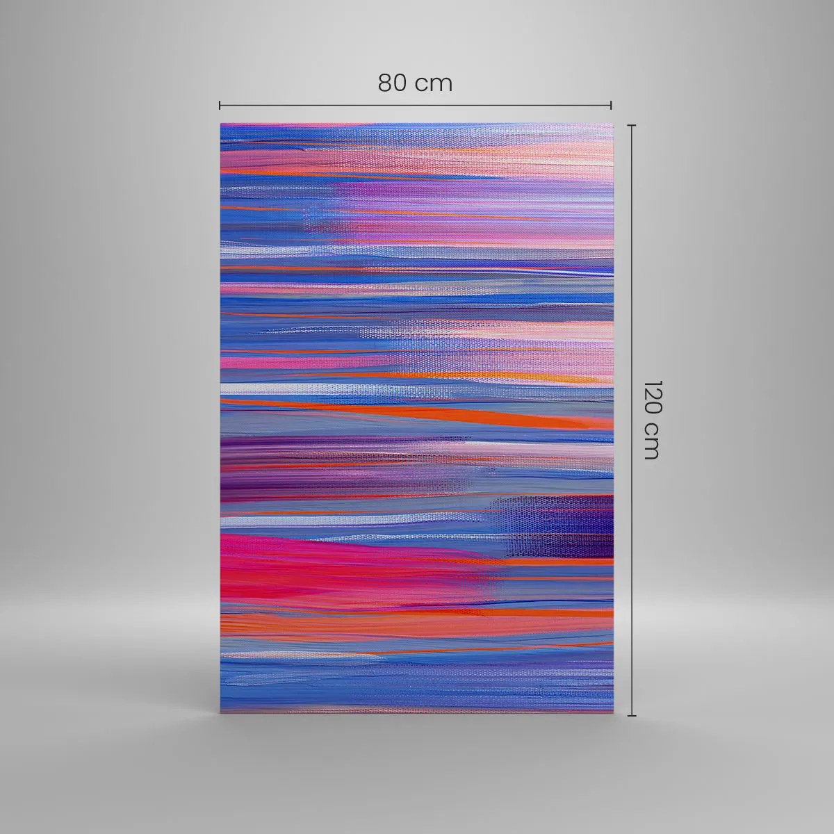 Obraz na płótnie - Abstrakcyjne pionowe linie w odcieniach niebieskiego i różu - 80x120cm - Wtęczowstąpienie - Nowoczesna dekoracja ścienna do salonu i sypialni ARTTOR