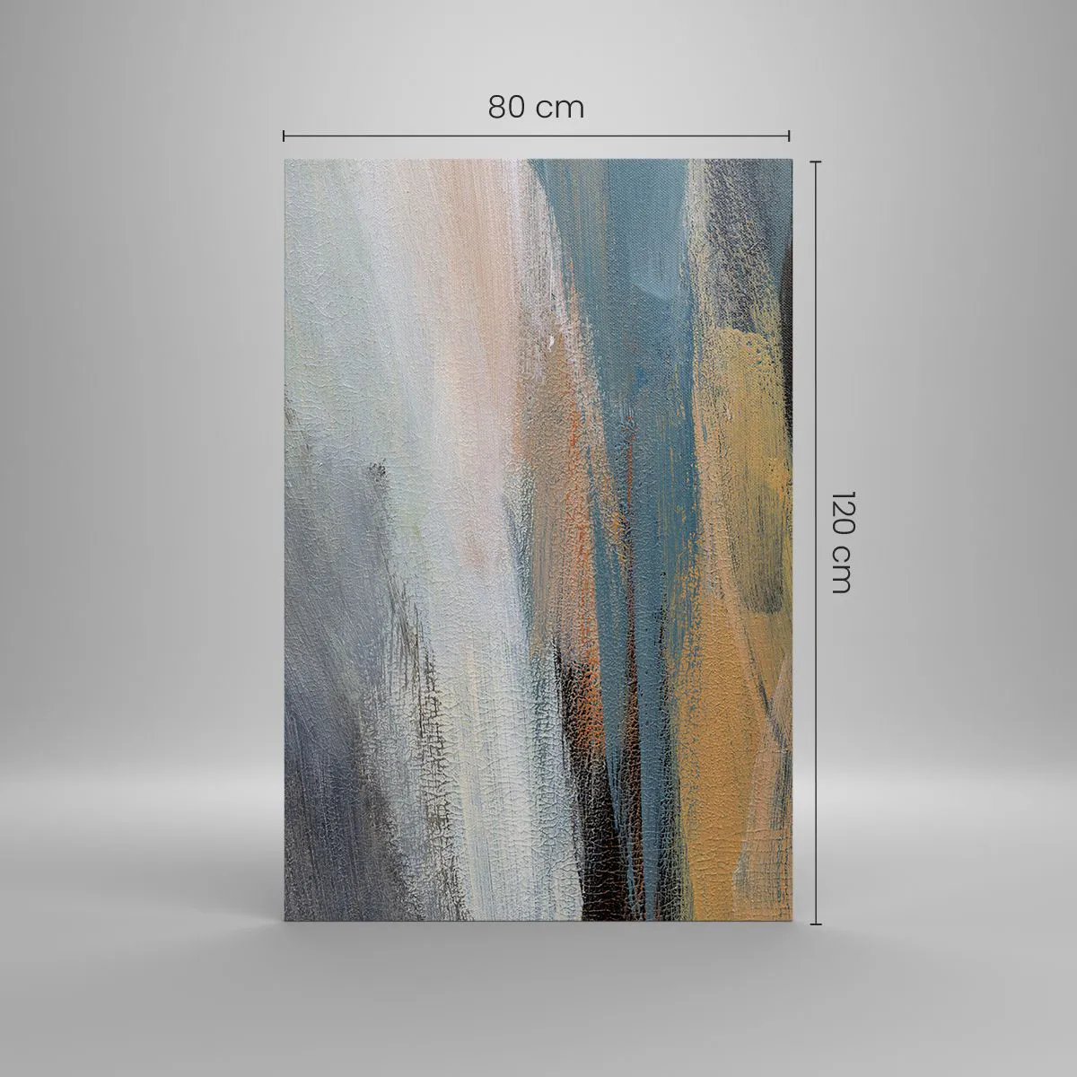 Cuadro sobre lienzo - Impresión de Imagen - Paisaje abstracto en tonos tenues de azul y beige. - 80x120cm - Abstracción: paisaje nórdico - Decoración de pared moderna para salón y dormitorio ARTTOR