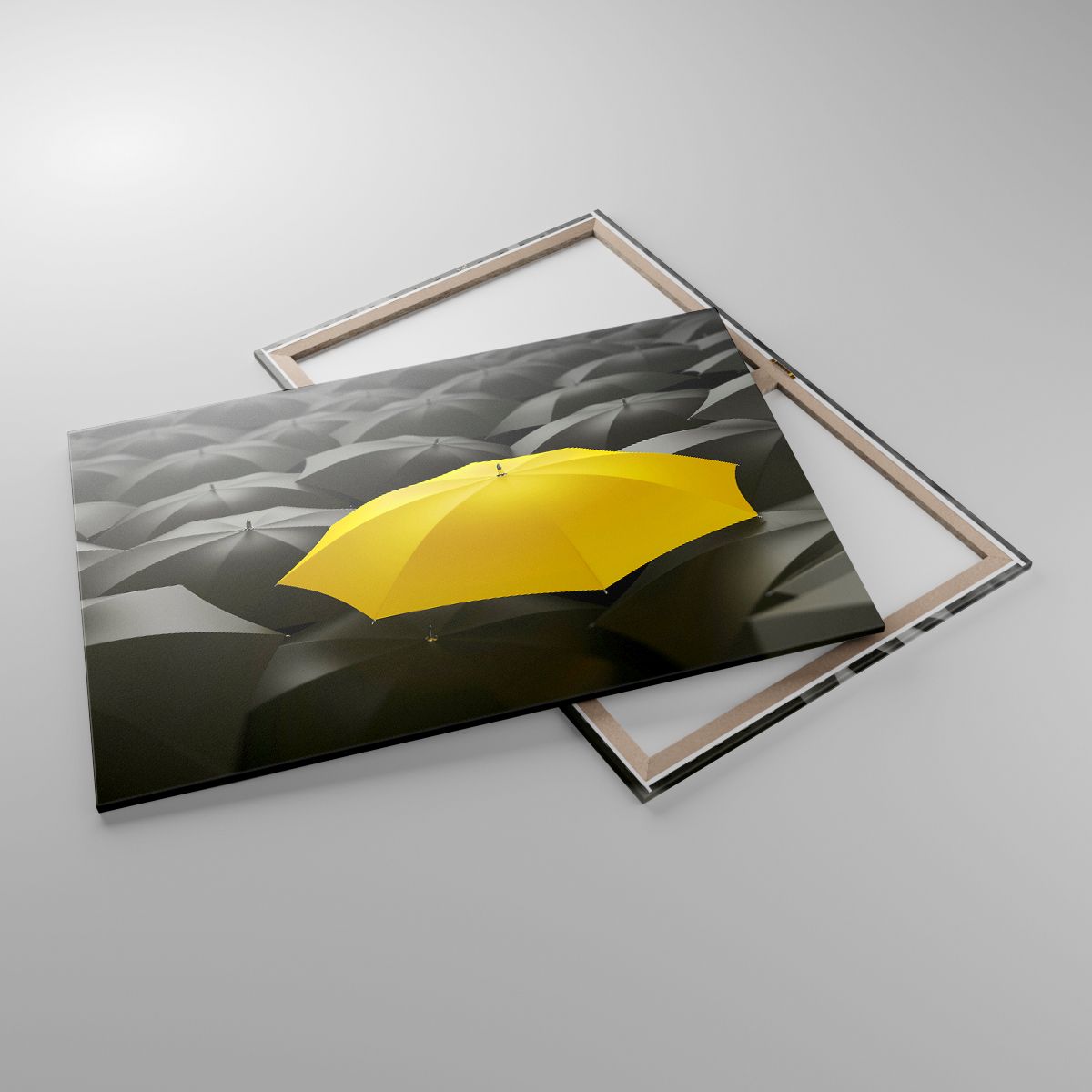 Leinwandbild Gelbe Regenschirme, Leinwandbild Grafik, Leinwandbild Konzept, Leinwandbild Abstraktion, Leinwandbild Illustration