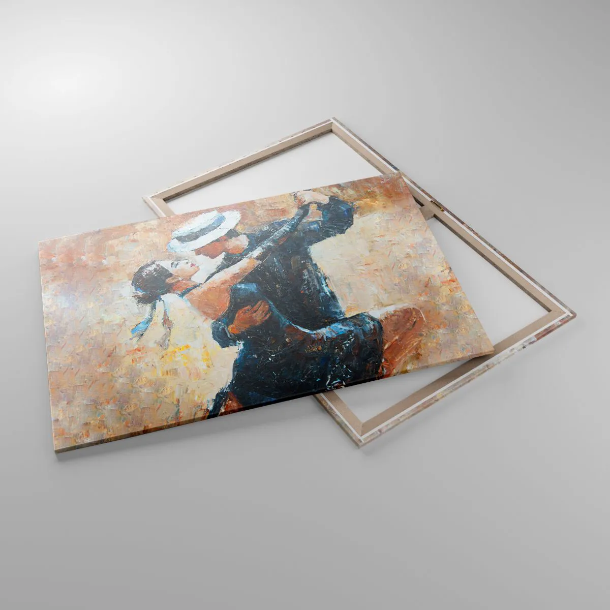 Quadro su tela - Stampe su Tela - Una coppia che balla il tango in uno stile romantico ed elegante - 100x70cm - Alla Rodolfo Valentino - Decorazione murale moderna per soggiorno e camera da letto ARTTOR