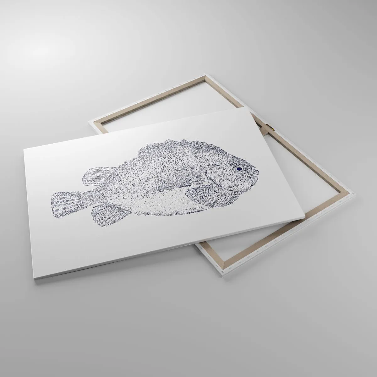 Impression sur toile - Image sur toile - Dessin noir et blanc d'un poisson sur fond blanc dans un style minimaliste - 100x70cm - Pour l'album du naturaliste - Décoration murale moderne pour le salon et la chambre ARTTOR