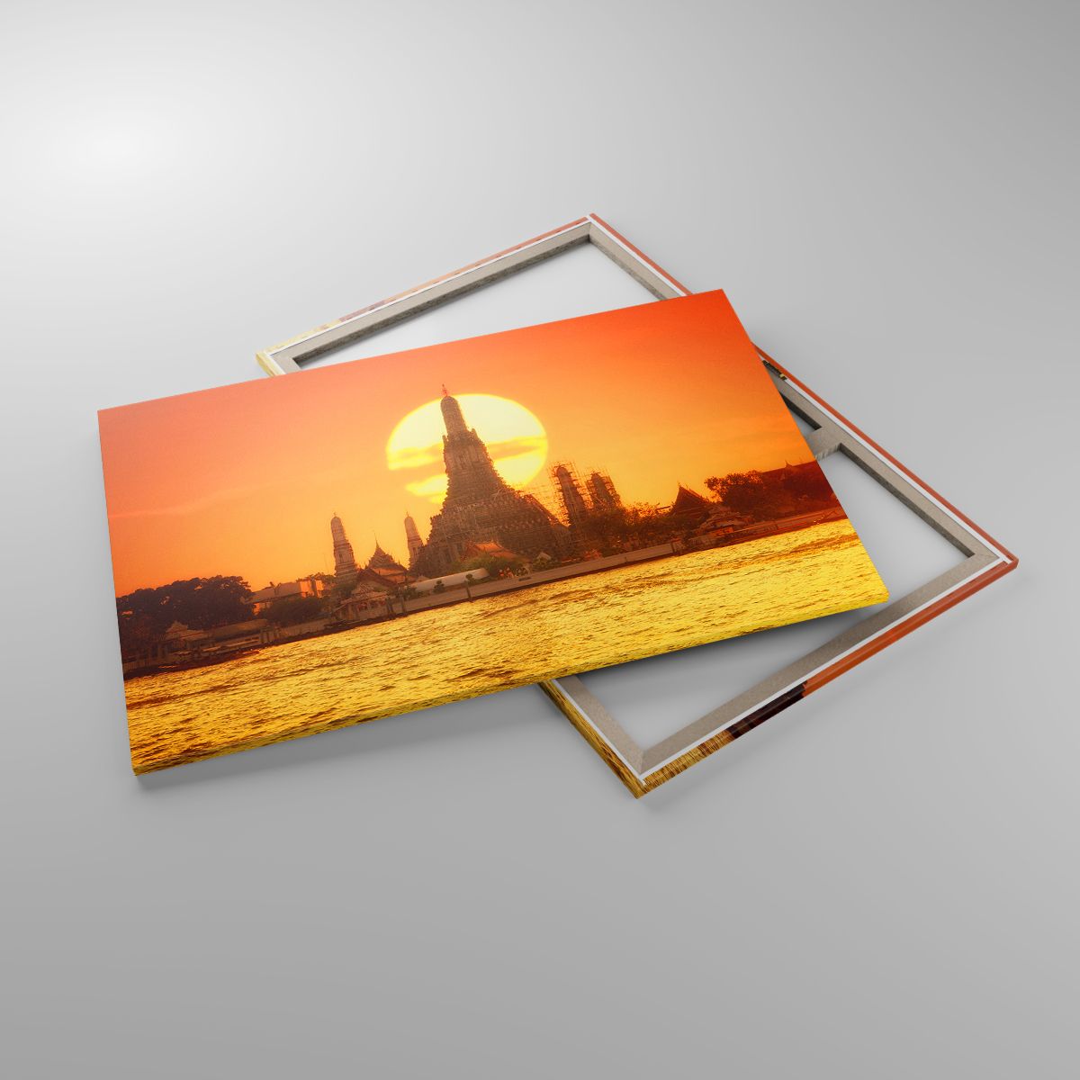 Leinwandbild Bangkok, Leinwandbild Tempel Der Morgenröte, Leinwandbild Thailand, Leinwandbild Sonne, Leinwandbild Buddhismus