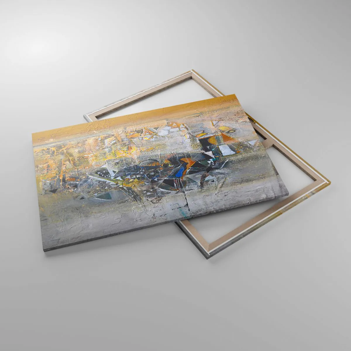 Bild auf Leinwand - Leinwandbild - Abstraktion mit dominanten Gelb- und Grautönen - 120x80cm - Alles wird gut - Moderne Wanddekoration für Wohnzimmer und Schlafzimmer ARTTOR