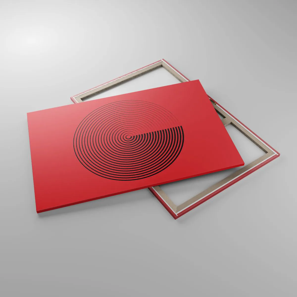 Impression sur toile - Image sur toile - Cercles concentriques sur fond rouge - 120x80cm - Mouvement circulaire - Décoration murale moderne pour le salon et la chambre ARTTOR