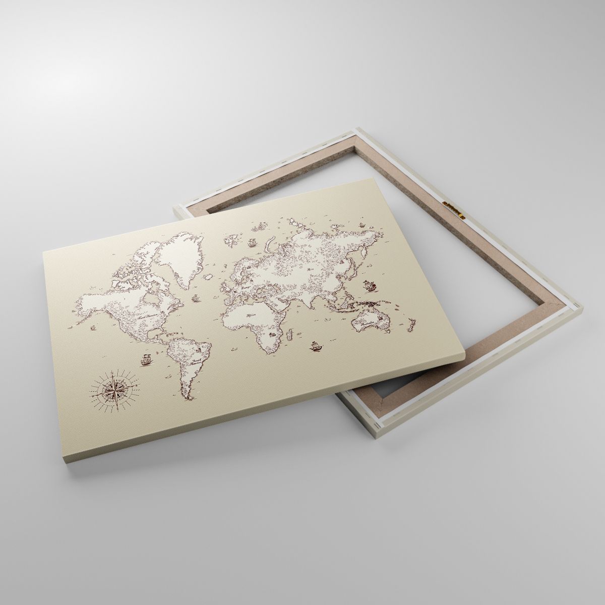 Leinwandbild Weltkarte, Leinwandbild Kontinente, Leinwandbild Piratenschiff, Leinwandbild Die Richtungen Der Welt, Leinwandbild Grafik