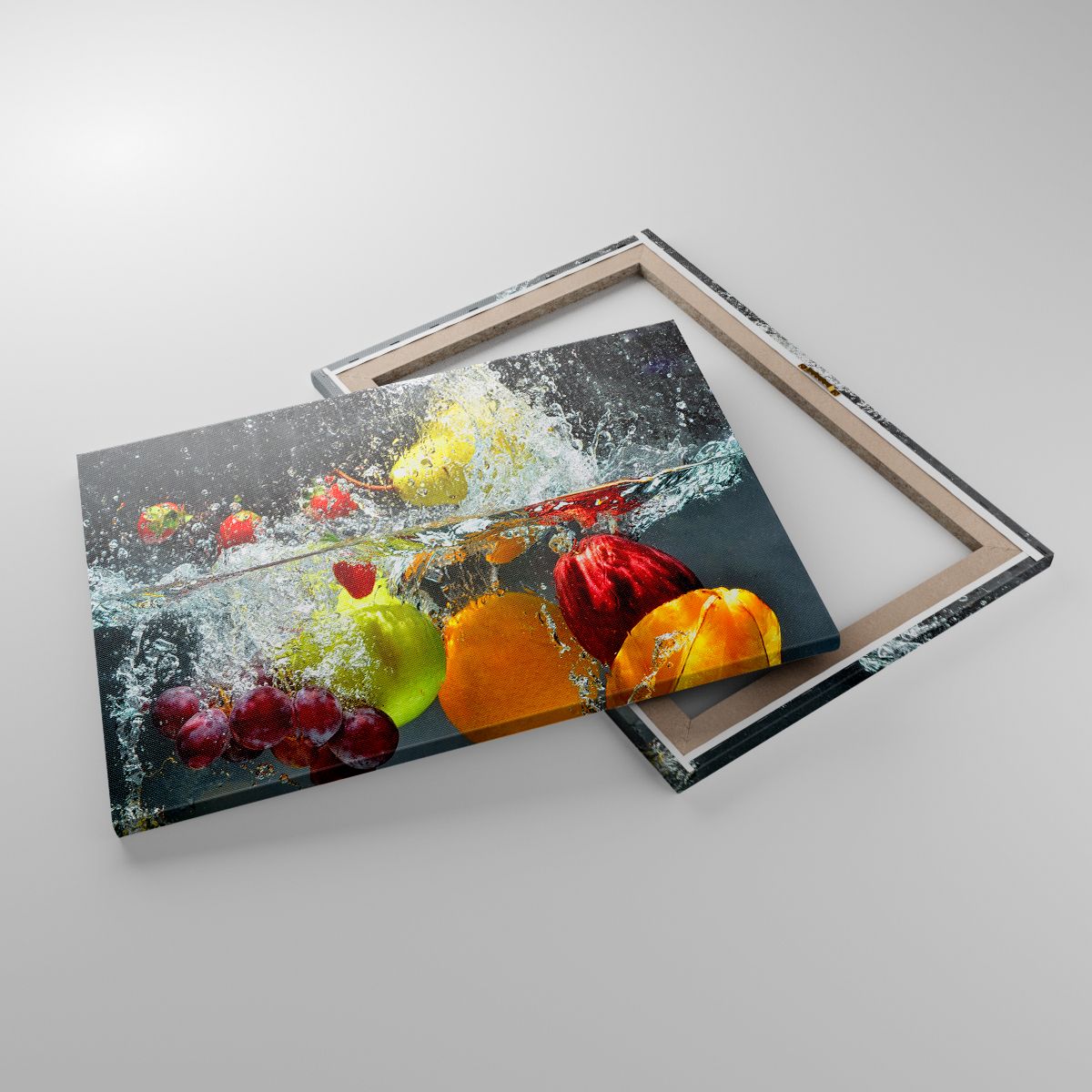 Leinwandbild Obst, Leinwandbild Wasser, Leinwandbild Küche, Leinwandbild Wasserspritzen, Leinwandbild Saftige Früchte