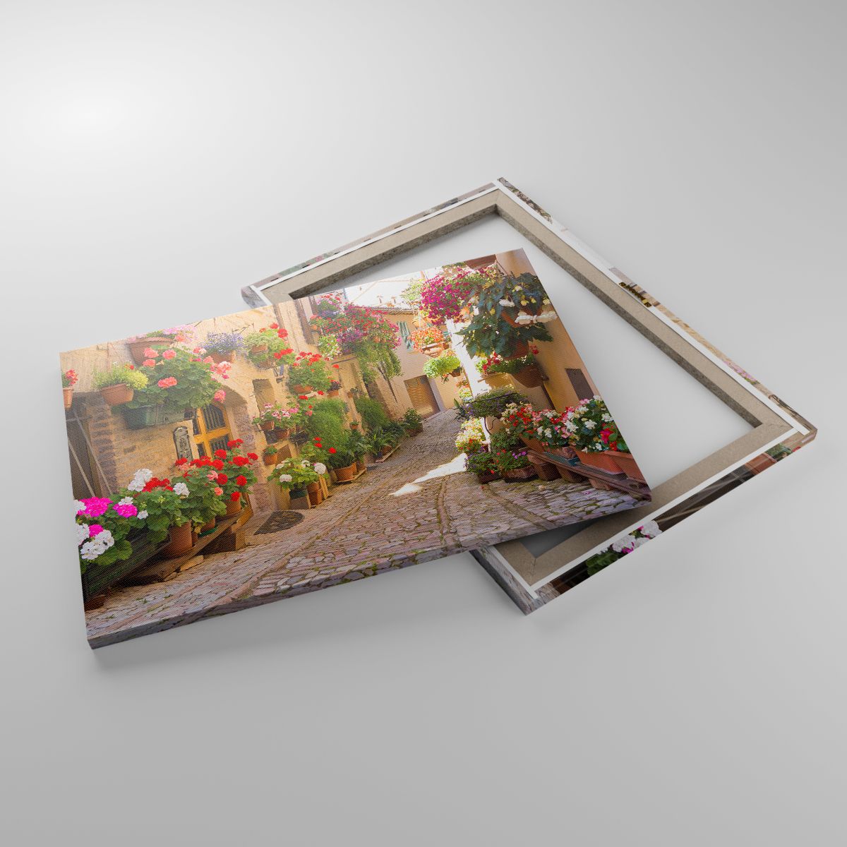 Leinwandbild Stadt, Leinwandbild Italien, Leinwandbild Schöne Straßen, Leinwandbild Blumen, Leinwandbild Reihenhäuser