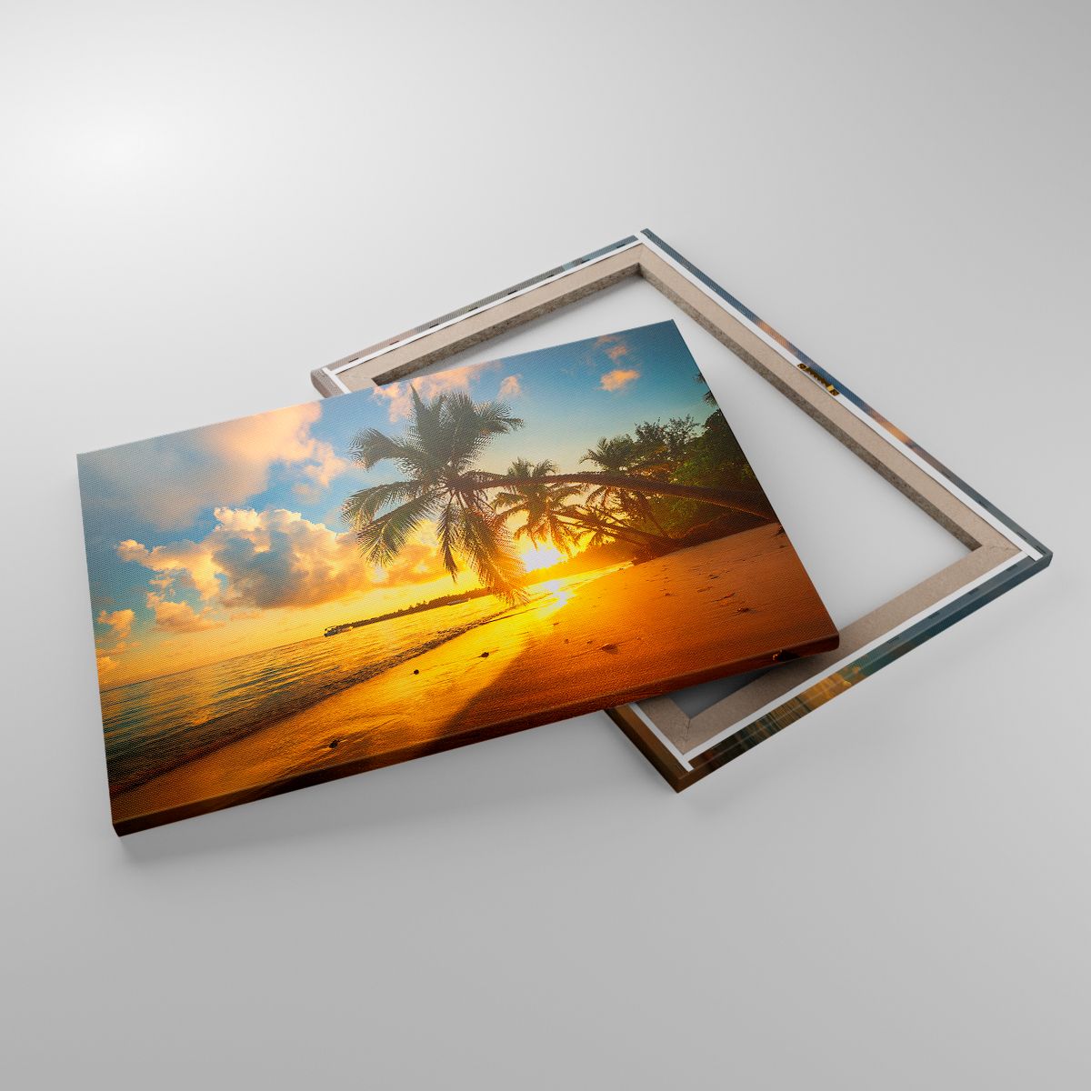 Leinwandbild Landschaft, Leinwandbild Kokusnuss-Palme, Leinwandbild Meer, Leinwandbild Strand, Leinwandbild Der Sonnenuntergang