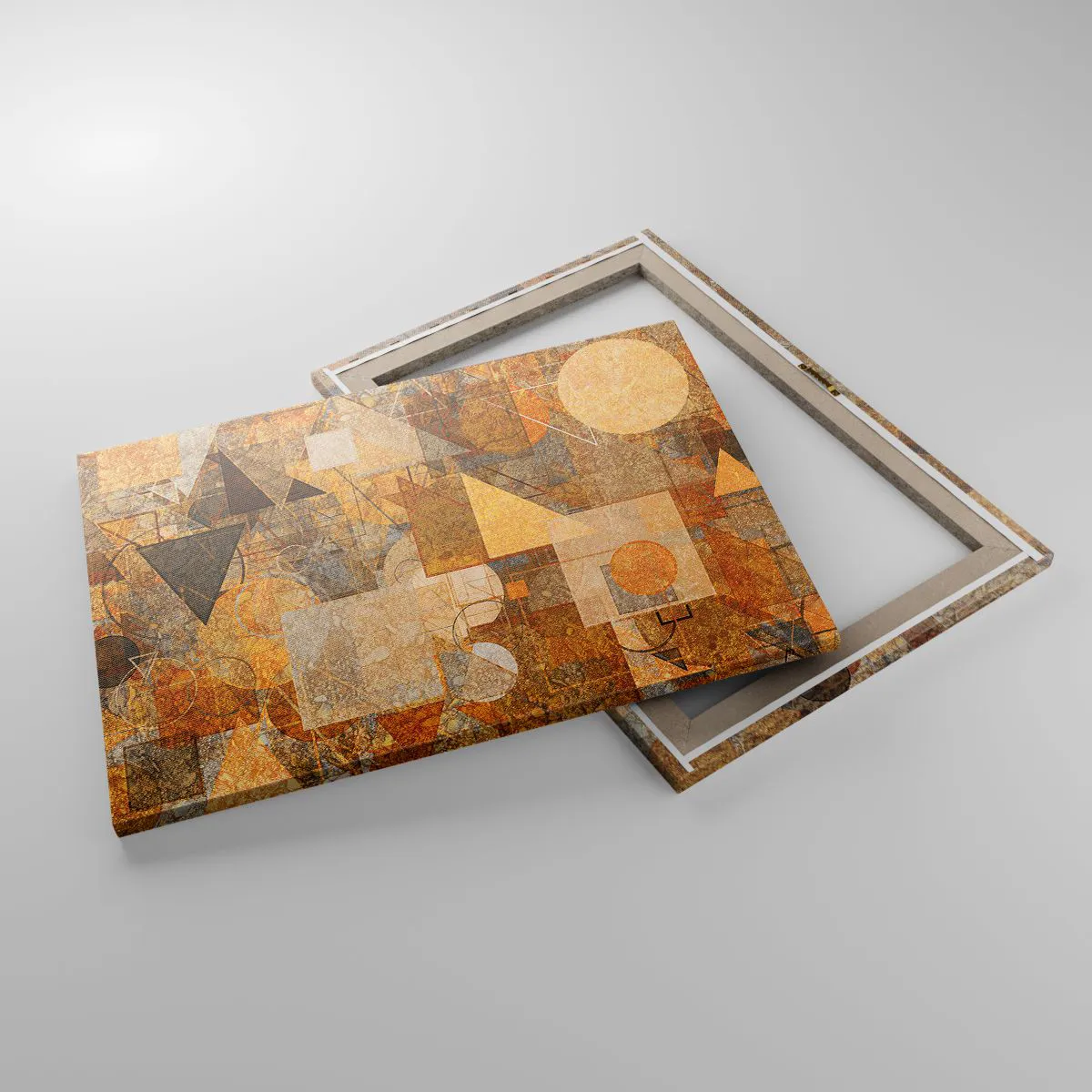 Canvas picture - Abstract geometric figures in warm shades - 70x50cm - Cubist Study in Brown - Modern wall decoration for the living room and bedroom ARTTOR