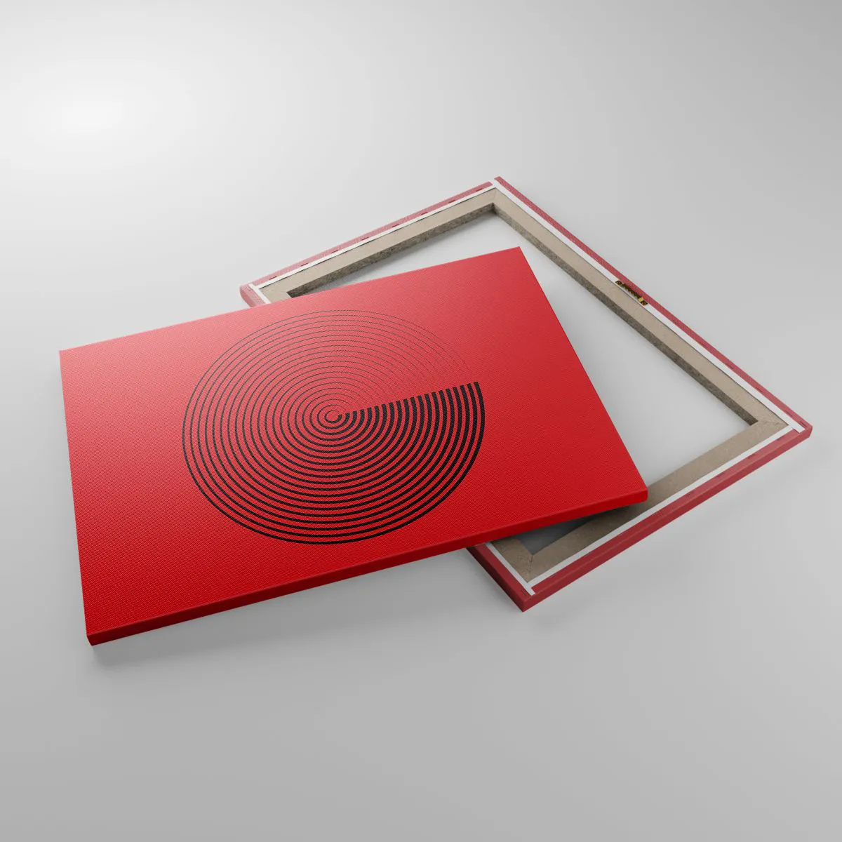 Canvas picture - Concentric circles on a red background - 70x50cm - Circular Movement - Modern wall decoration for the living room and bedroom ARTTOR