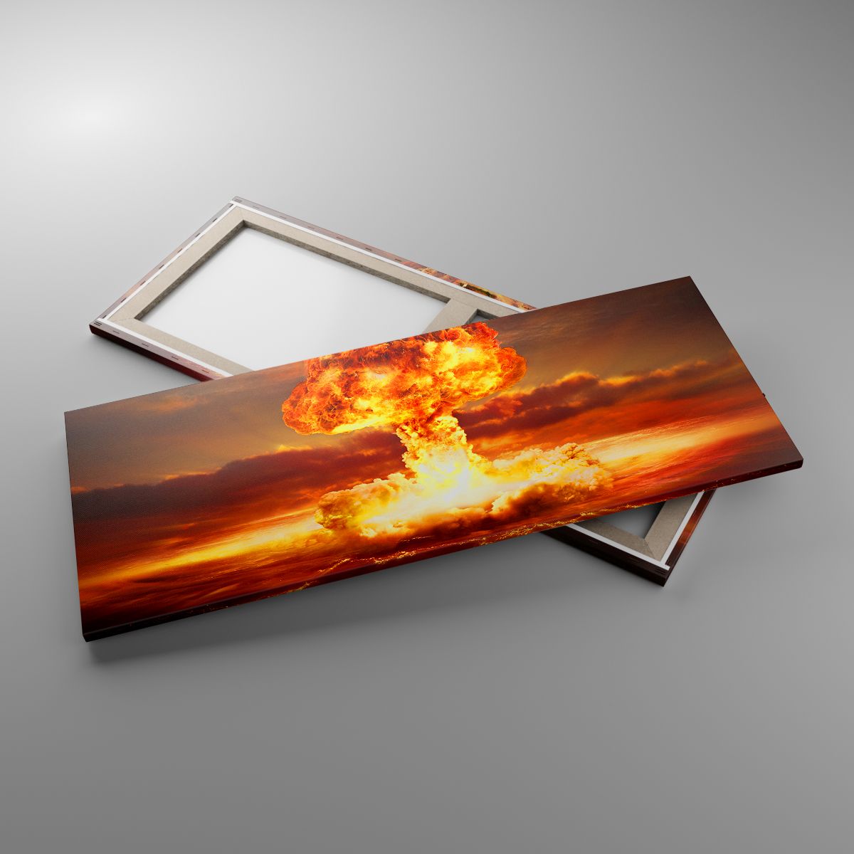 Tableau Toile Guerre Atomique 125x70cm - Impression Apocalypse Champignon Nucléaire, Décoration Murale Moderne
