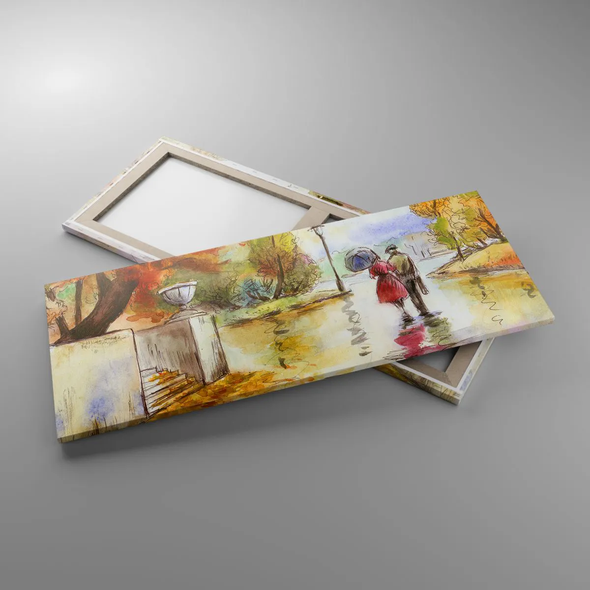 Quadro su tela - Stampe su Tela - Autunno romantico nel parco - 100x40 cm