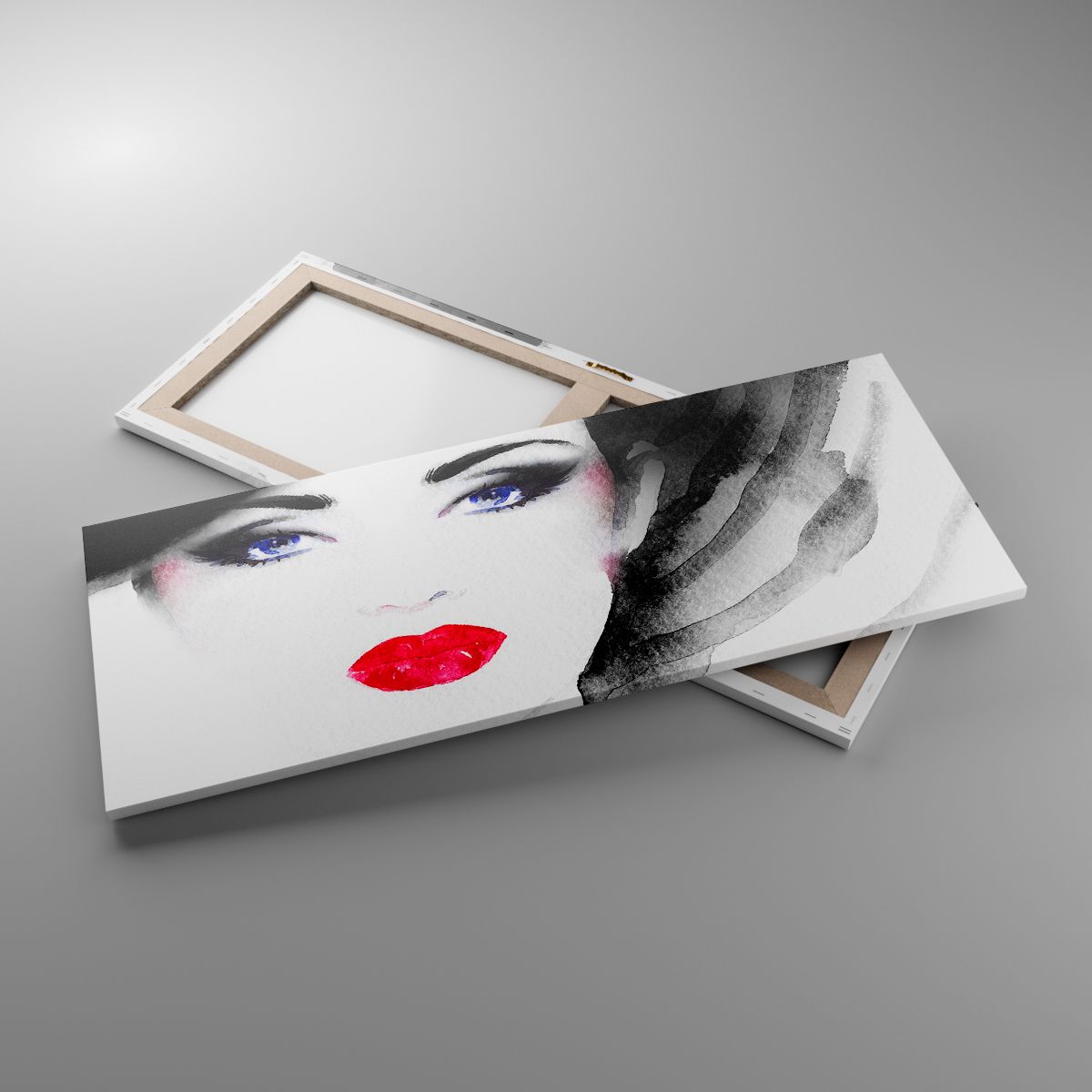 Leinwandbild Das Gesicht Der Frau, Leinwandbild Rote Lippen, Leinwandbild Blaue Augen, Leinwandbild Porträt Einer Frau, Leinwandbild Kunst