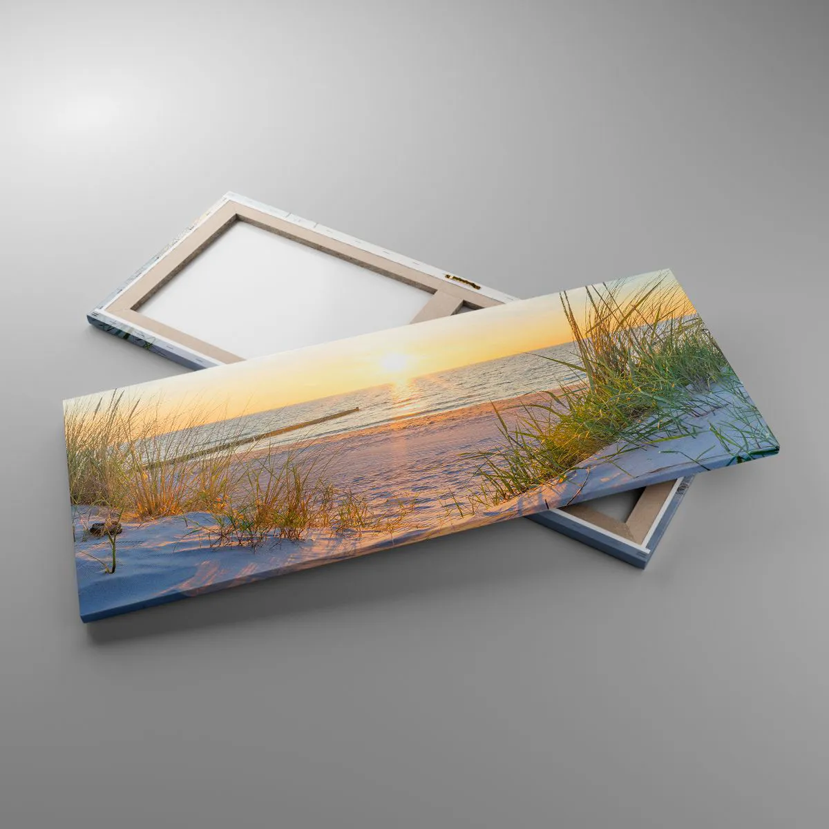 Lærredstryk - Billede på lærred - Havet brummer, fuglene synger, en vild strand midt i græsset.... - 100x40 cm