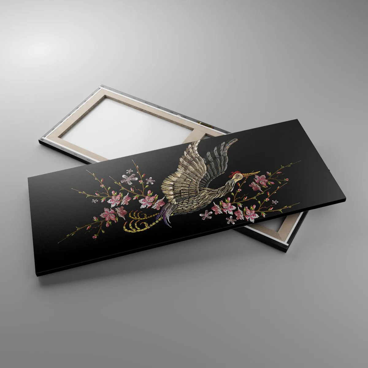 Canvas picture - Exotic, Embroidered Bird - 100x40 cm