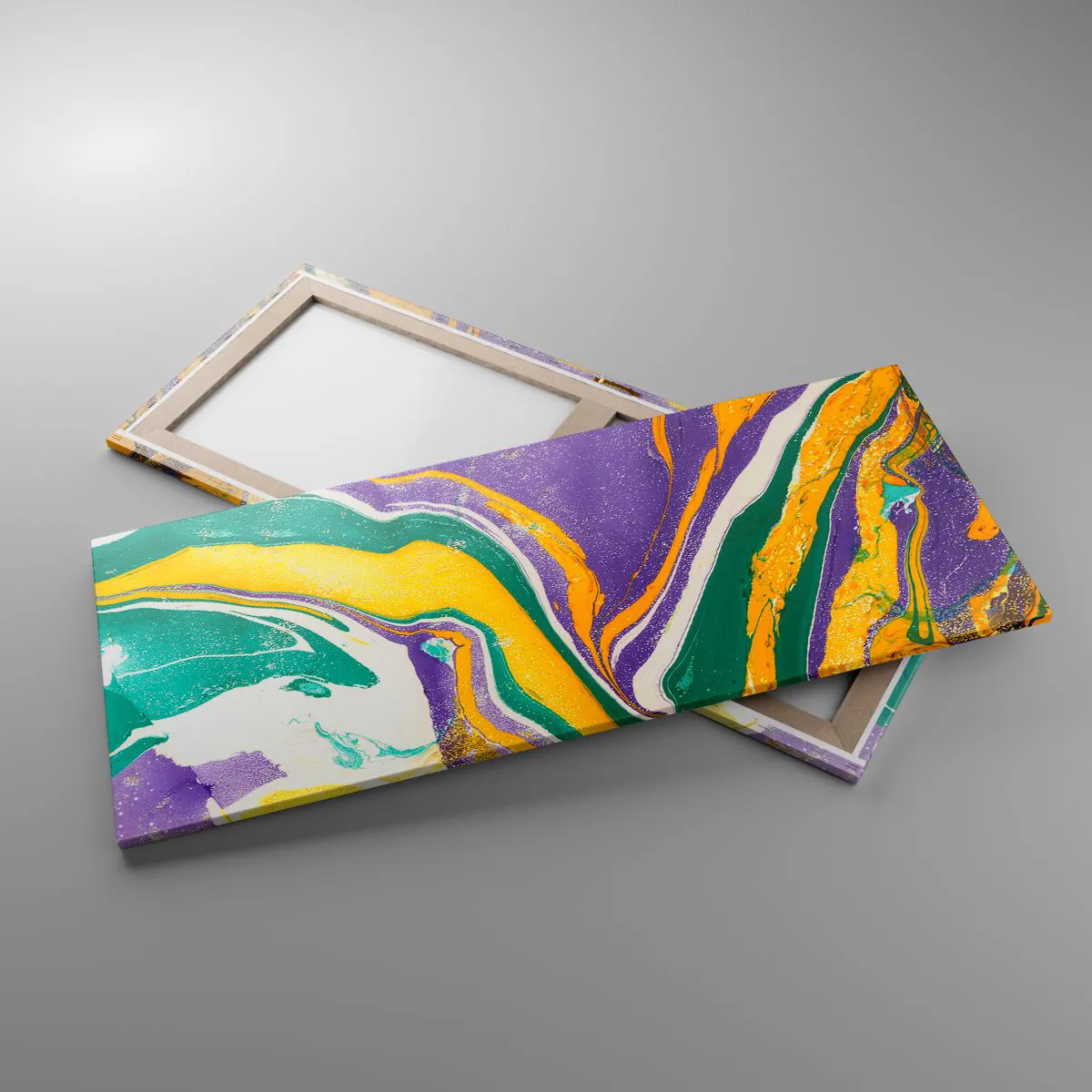 Quadro su tela - Stampe su Tela - Motivo astratto in marmo dai colori vivaci - 120x50cm - Onde di colore - Decorazione murale moderna per soggiorno e camera da letto ARTTOR