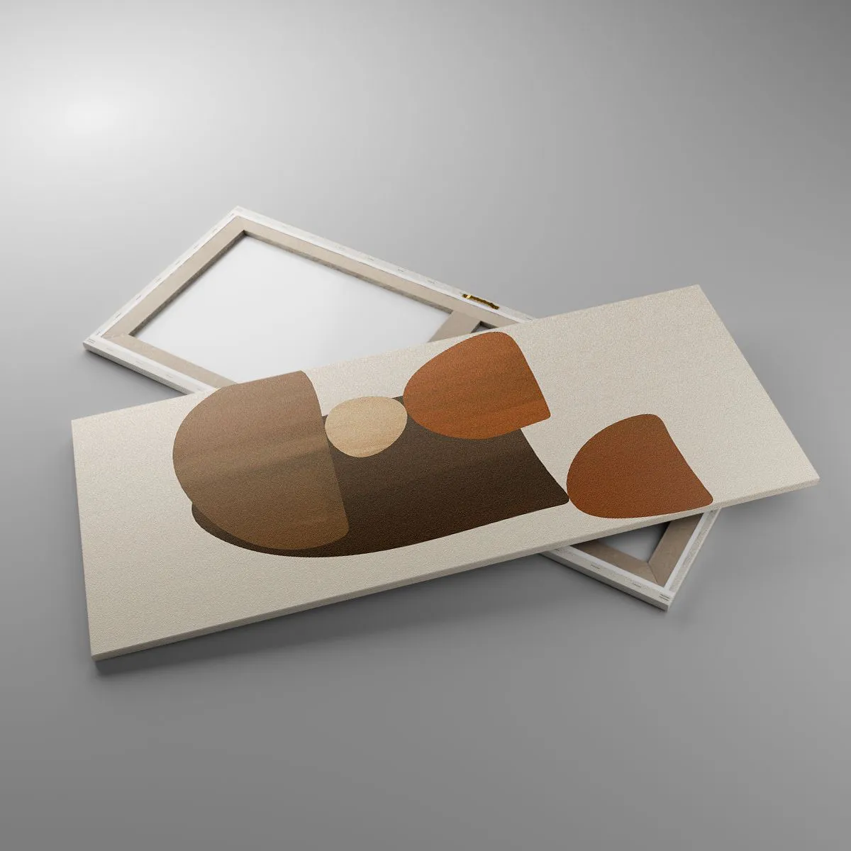 Cuadro sobre lienzo - Impresión de Imagen - Composición abstracta en tonos marrones y beige. - 120x50cm - Composición en bronce - Decoración de pared moderna para salón y dormitorio ARTTOR