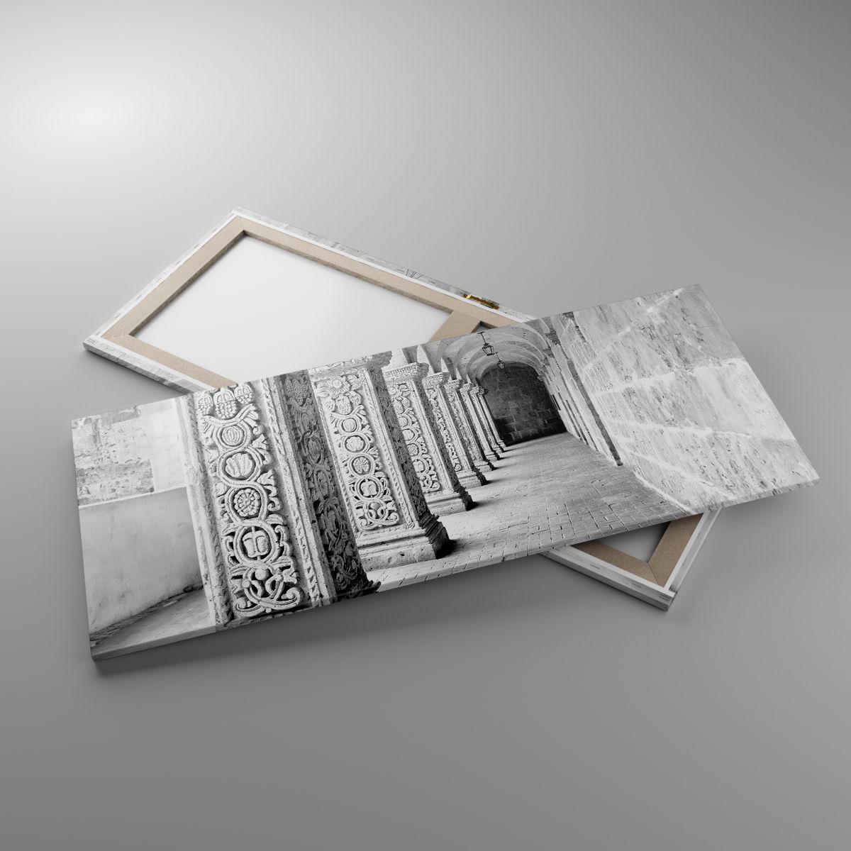 Tableau Moderne Sur Toile - Motif Architecture Noir Et Blanc - 120x50 Cm - ARTTOR