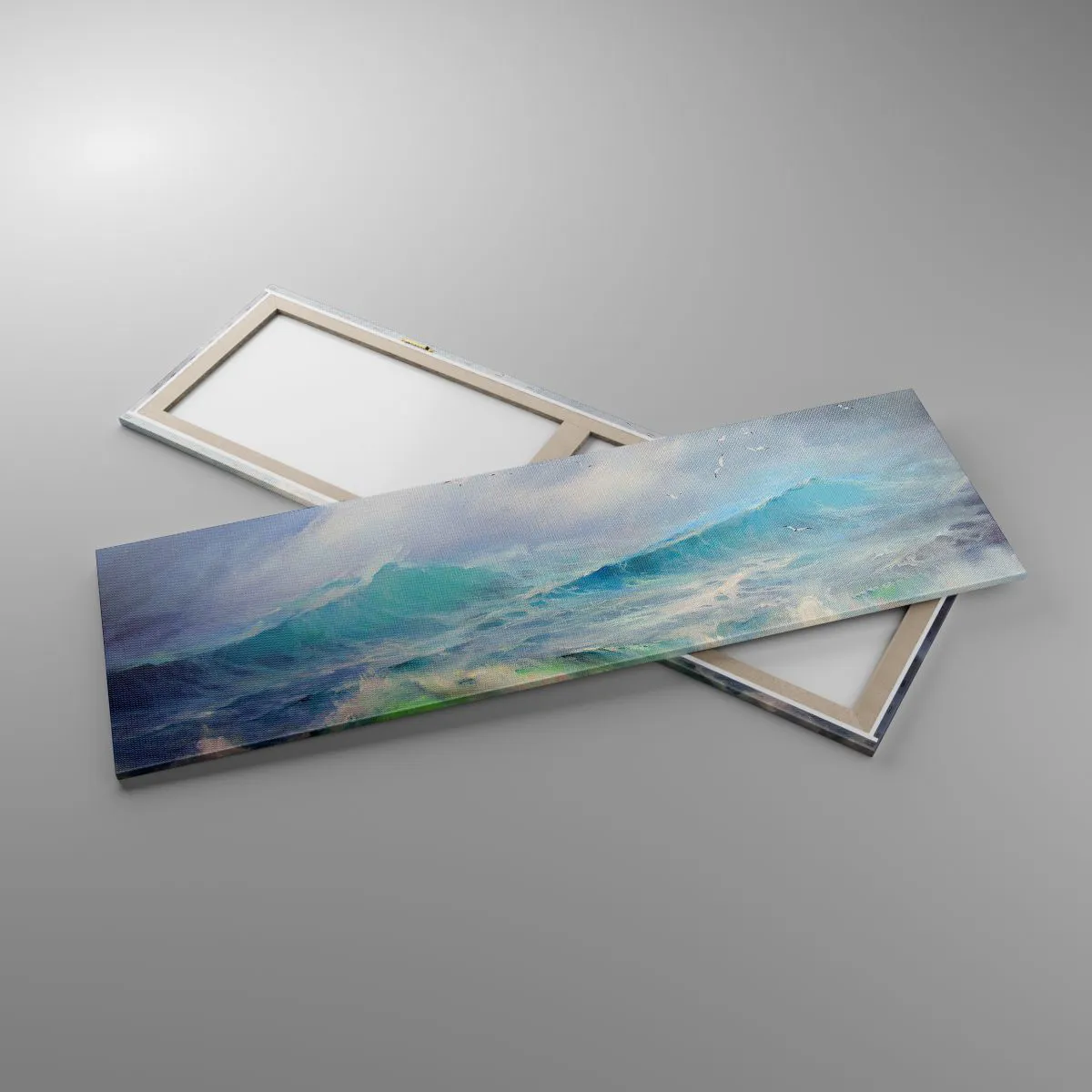 Impression sur toile - Image sur toile - De grosses vagues sur l'océan - 160x50cm - "Le tourbillon hurlait de triomphe..." - Décoration murale moderne pour le salon et la chambre ARTTOR