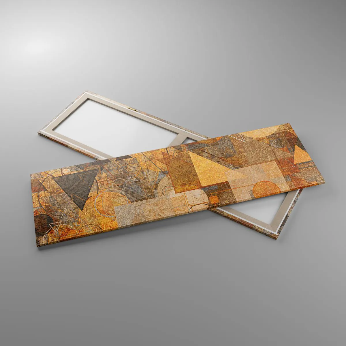 Obraz na plátně - Kubistická bronzová studie - 160x50 cm