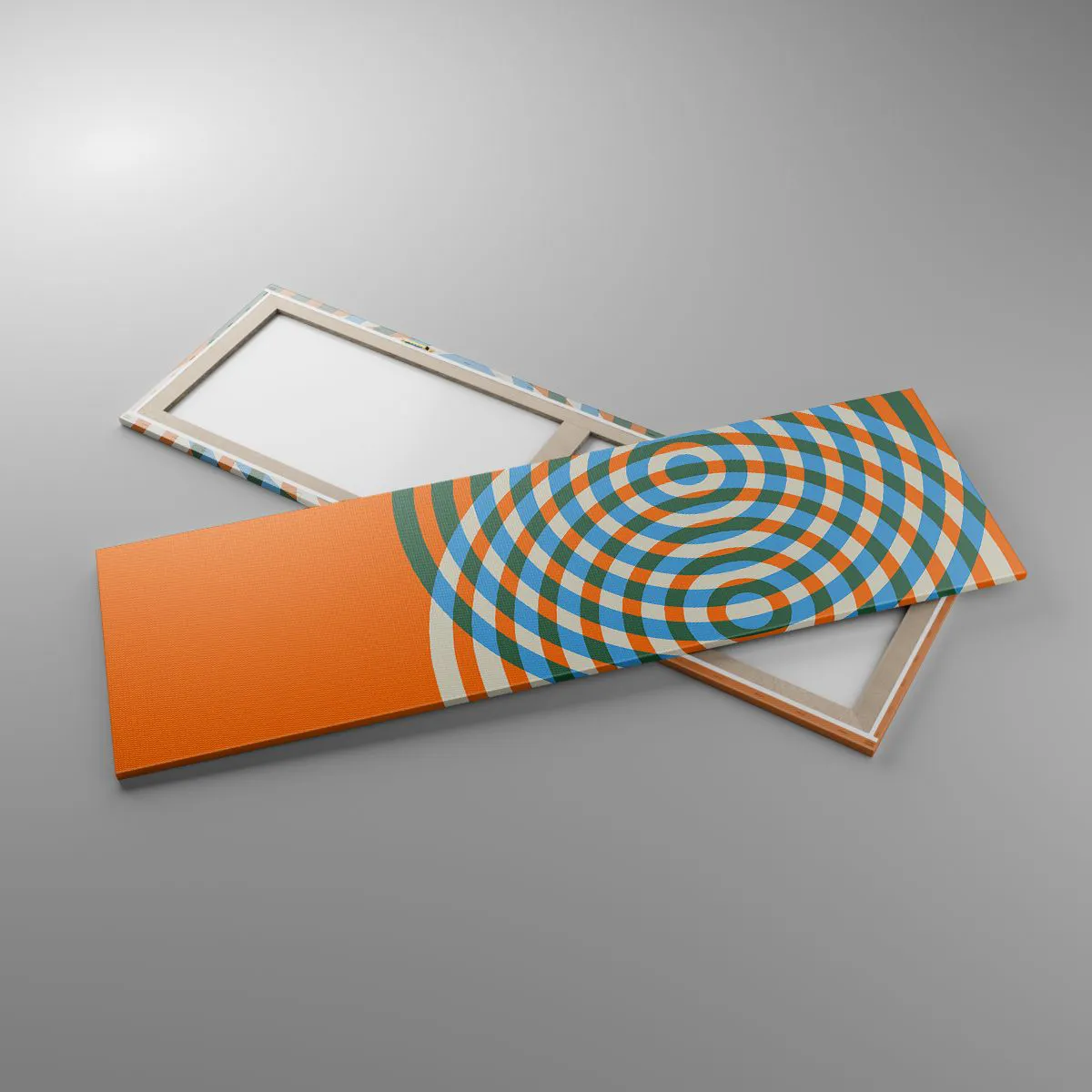 Quadro em tela - Variação circular abstrata - 160x50 cm