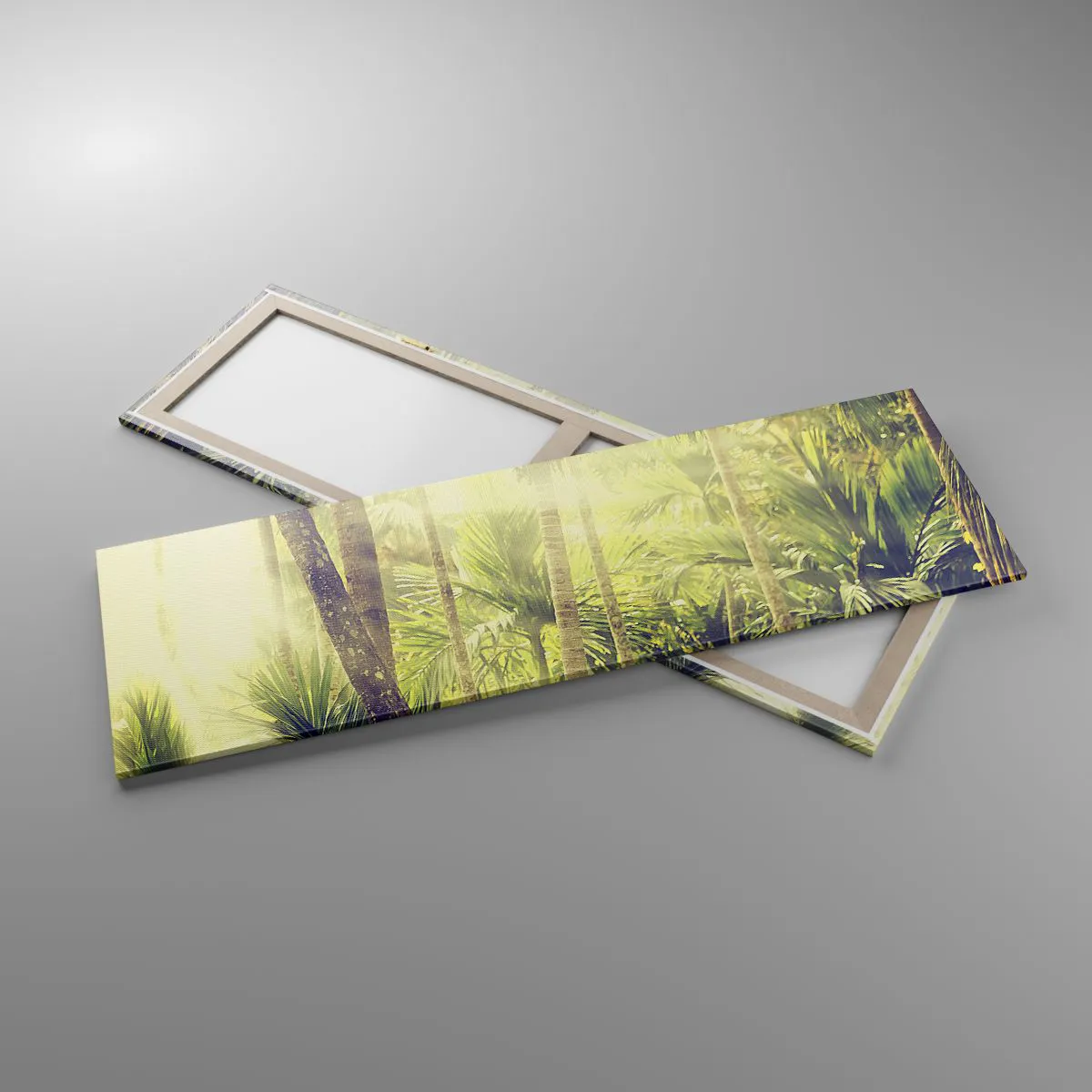 Lærredstryk - Billede på lærred - I grønne gløder - 160x50 cm