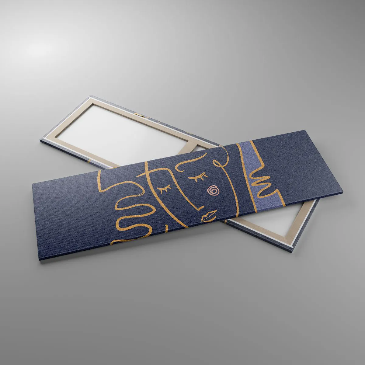 Impression sur toile - Image sur toile - Portrait de visage abstrait dans un style minimaliste - 160x50cm - En réflexion - Décoration murale moderne pour le salon et la chambre ARTTOR