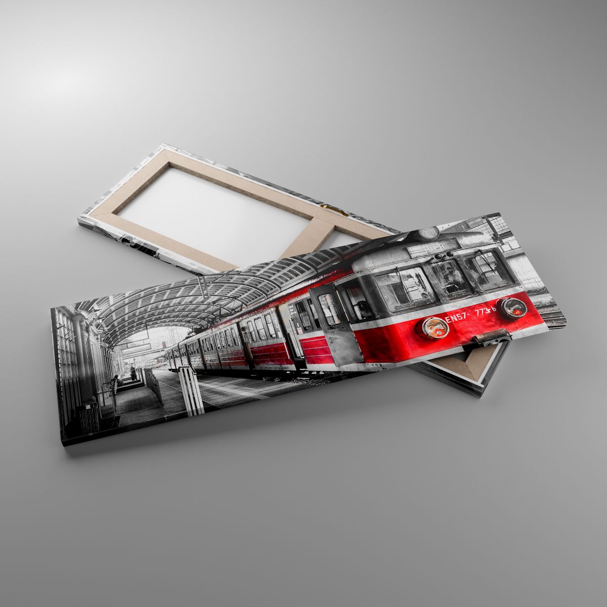 Leinwandbild Personenzug, Leinwandbild Bahnhof, Leinwandbild Plattform, Leinwandbild Lokomotive, Leinwandbild Schwarz Und Weiß