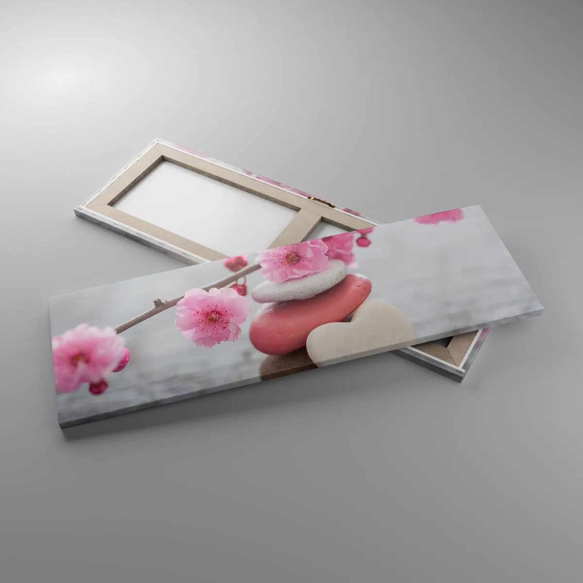 Bild auf Leinwand - Leinwandbild - Glückseligkeit mit einer Kirschblüte - 90x30 cm