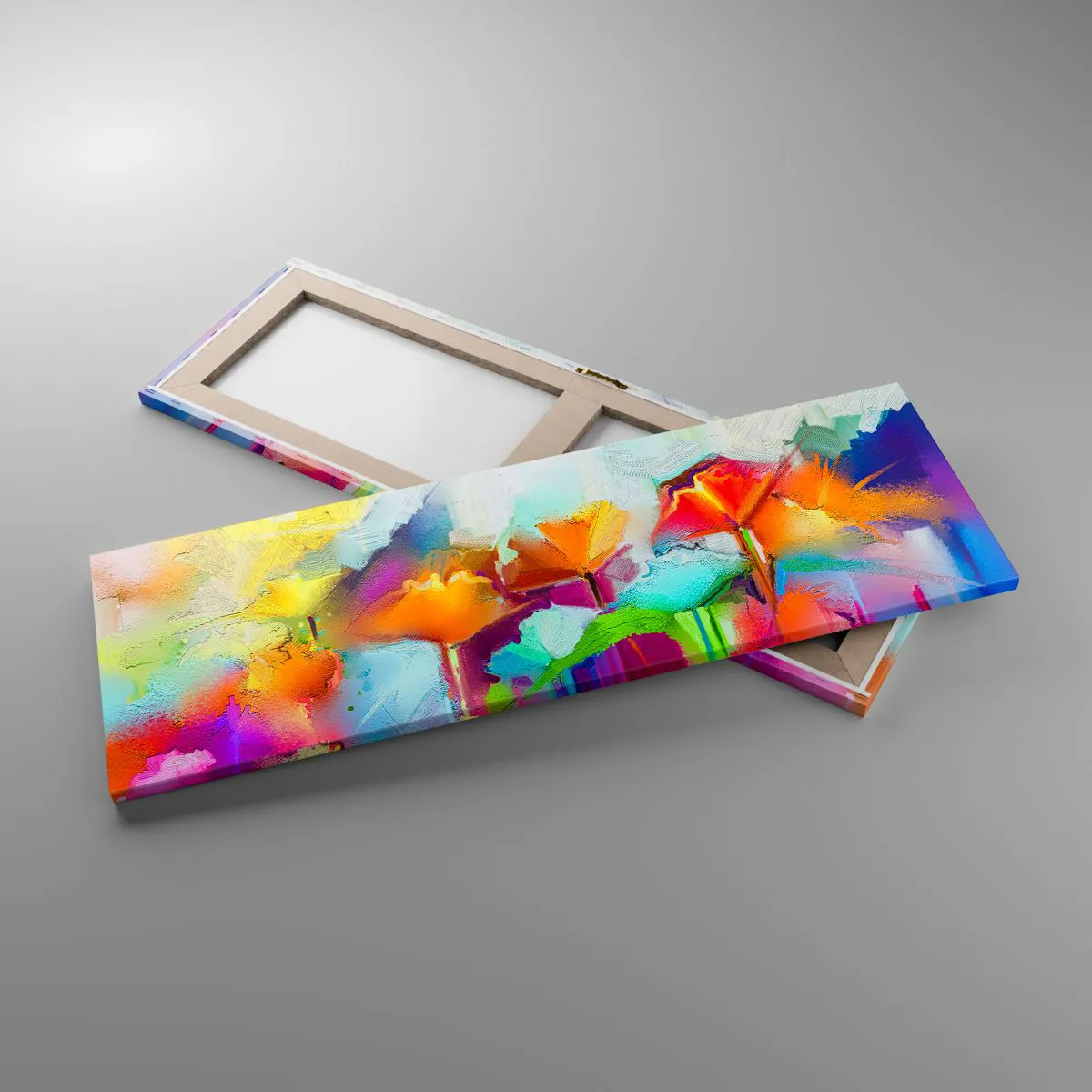 Lærredstryk - Billede på lærred - Regnbuen i blomstring - 90x30 cm