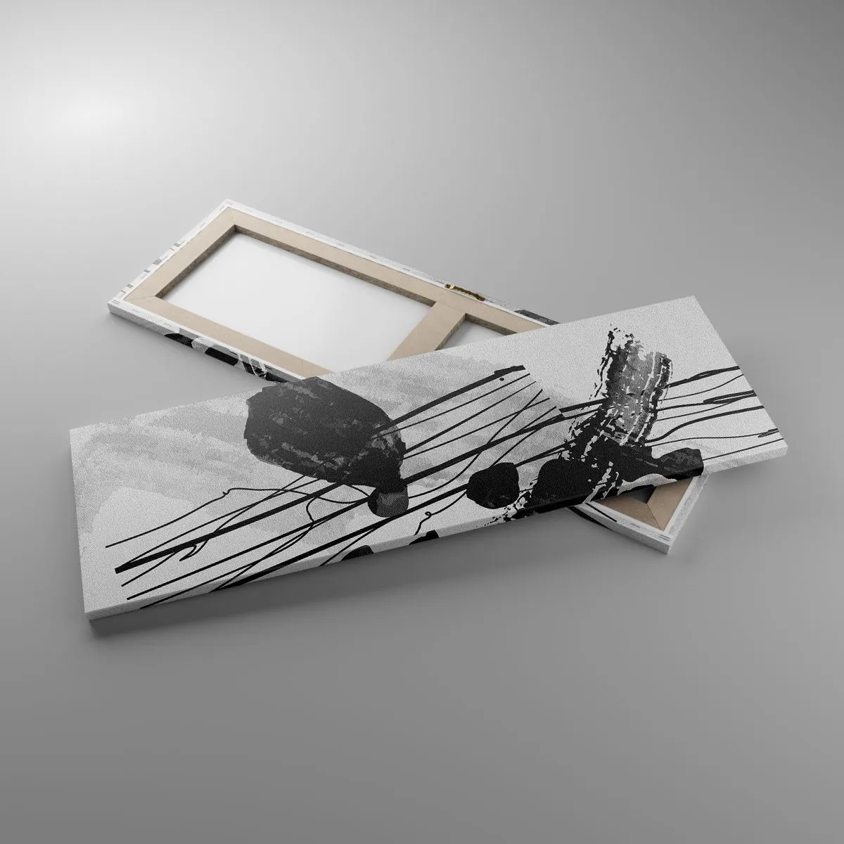 Impression sur toile - Image sur toile - Abstraction organique noir et blanc - 90x30 cm