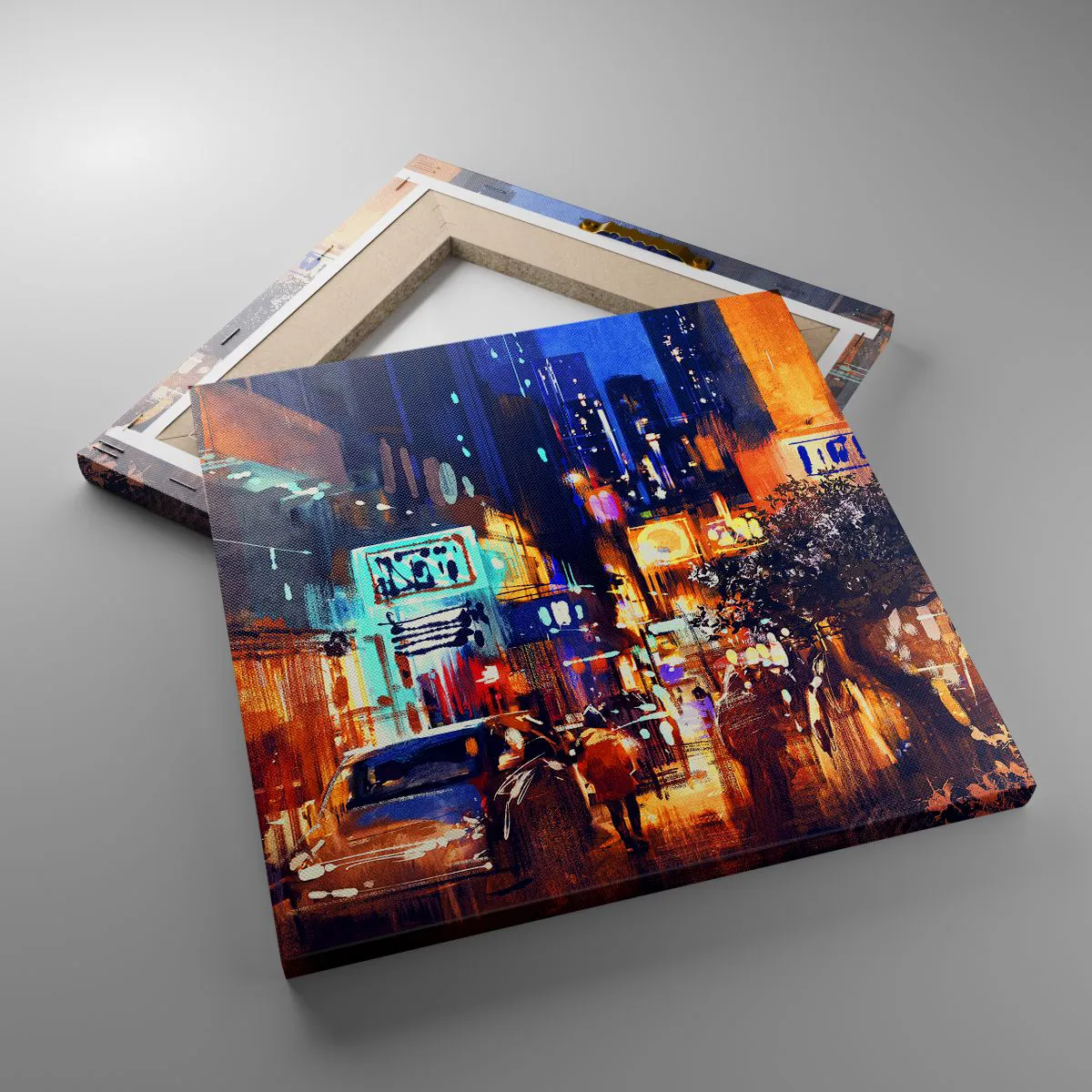 Lærredstryk - Billede på lærred - Og byen sover ikke - 30x30 cm