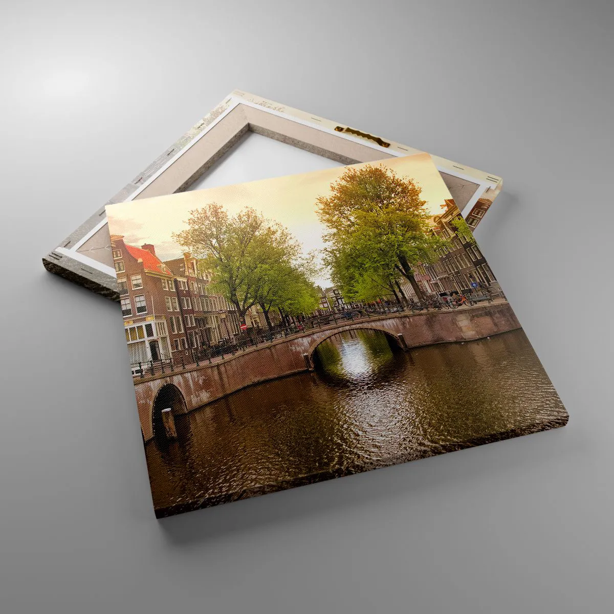 Bild auf Leinwand - Leinwandbild - Mit dem Boot oder mit dem Fahrrad? - 40x40 cm