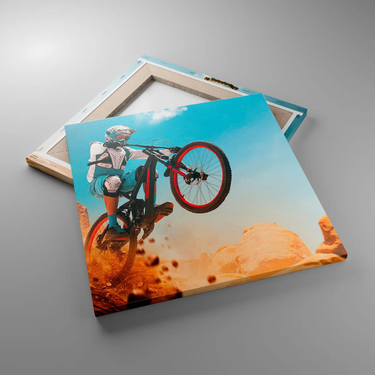 Quadro em tela - Loucura demoníaca da bicicleta - 40x40 cm