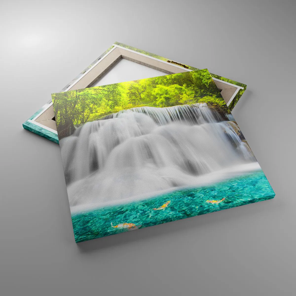 Quadro su tela - Stampe su Tela - Cascata spumeggiante dal verde all'azzurro - 50x50 cm