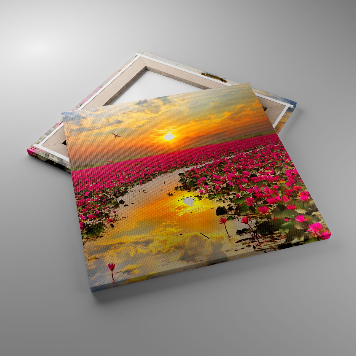Leinwandbild Lotus Blume, Leinwandbild Blumen, Leinwandbild Landschaft, Leinwandbild Natur, Leinwandbild Der Sonnenuntergang