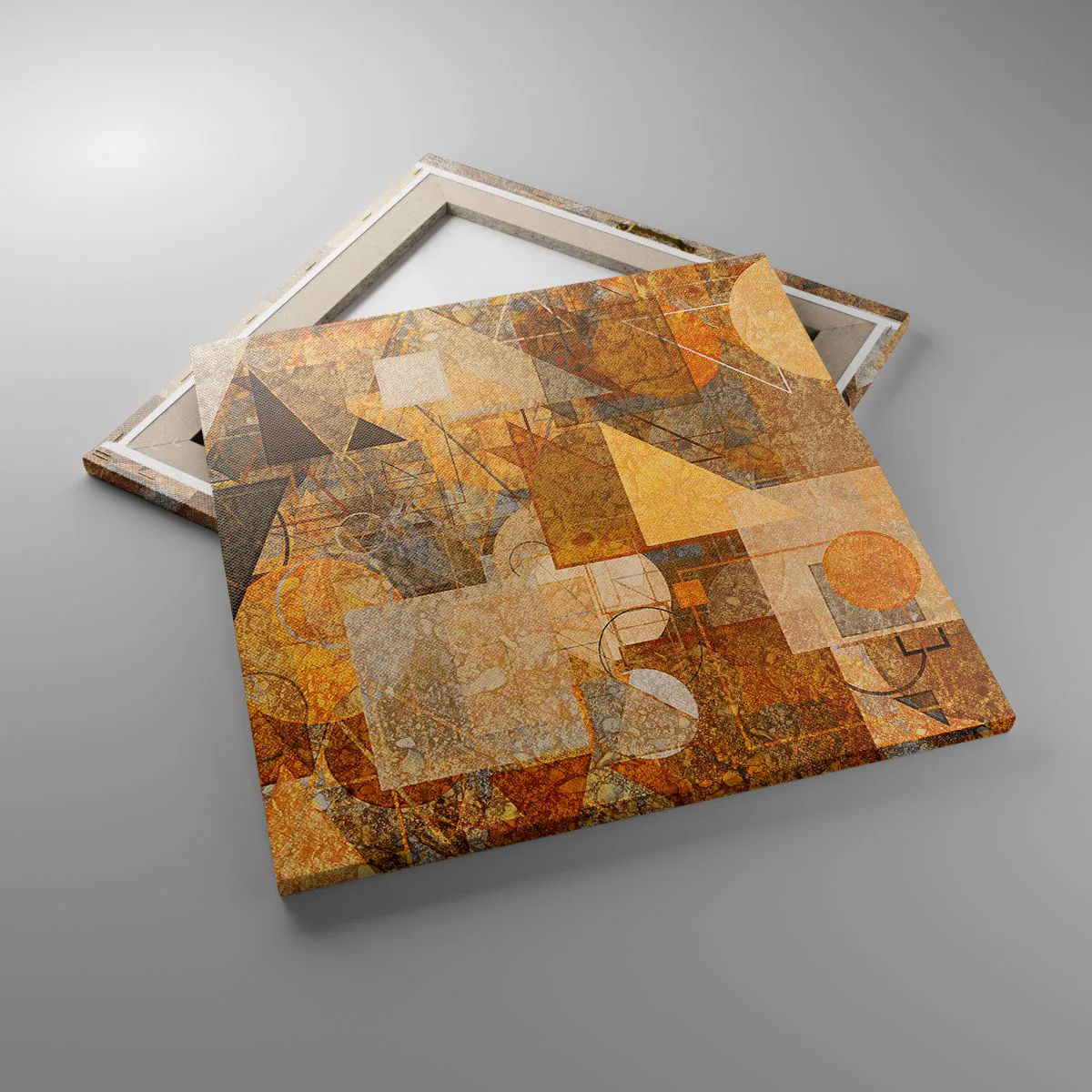 Lærredstryk - Billede på lærred - Kubistisk bronzeundersøgelse - 50x50 cm