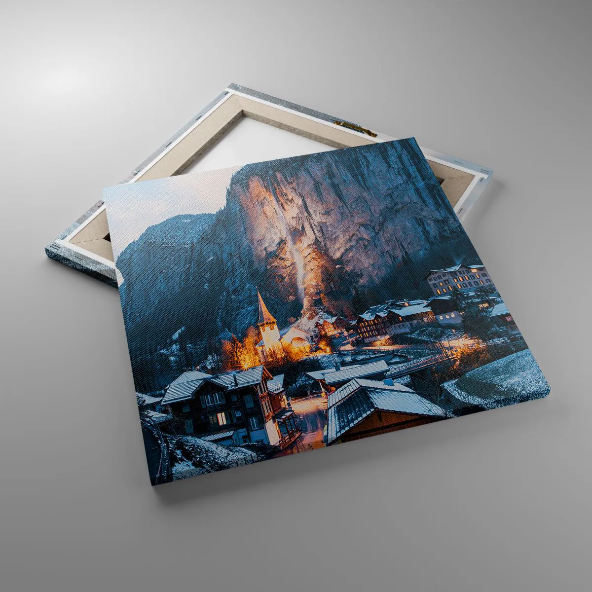 Lærredstryk - Billede på lærred - Vinterens lysende ånd - 50x50 cm