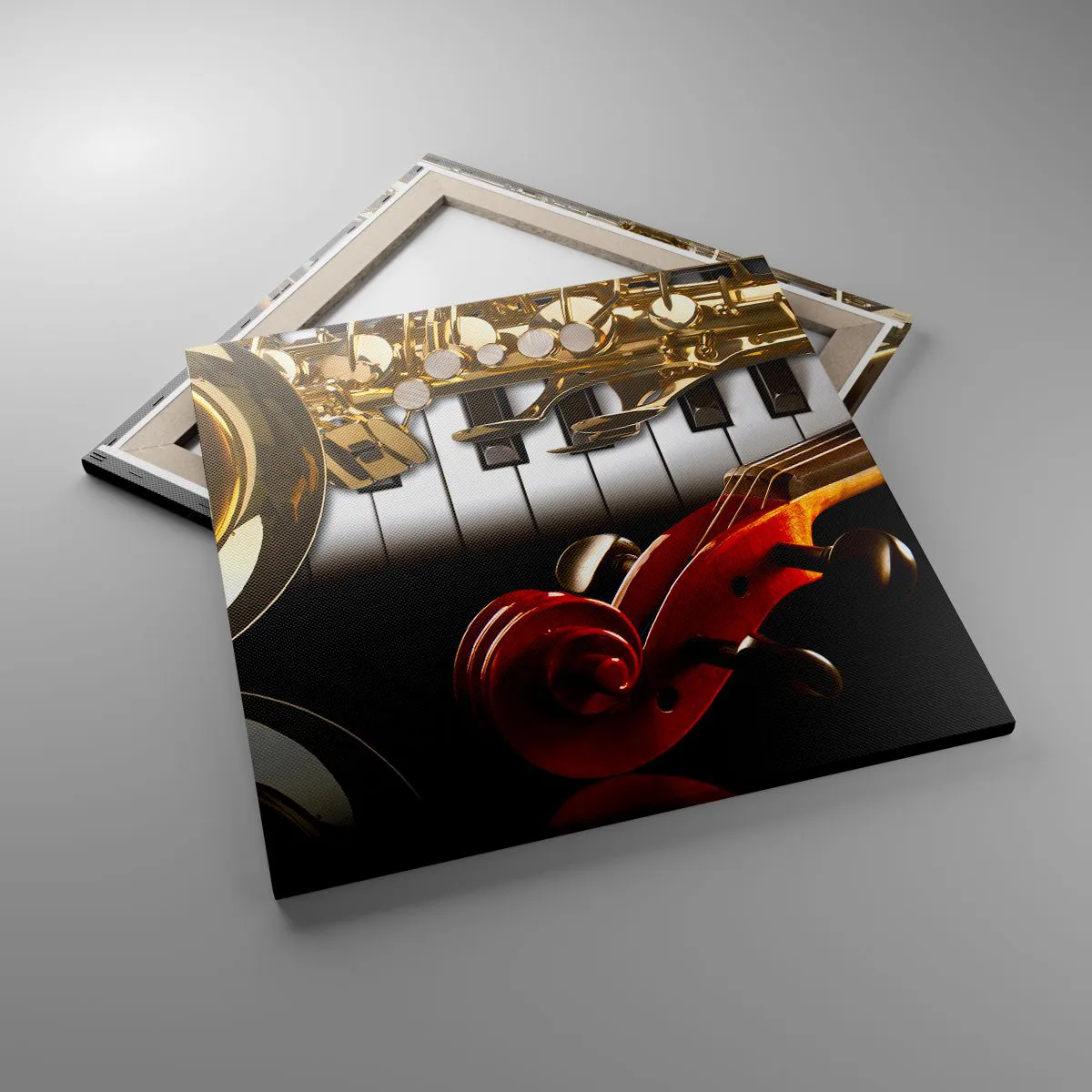 Lærredstryk - Billede på lærred - Metalplader, træ og elfenben - 60x60 cm