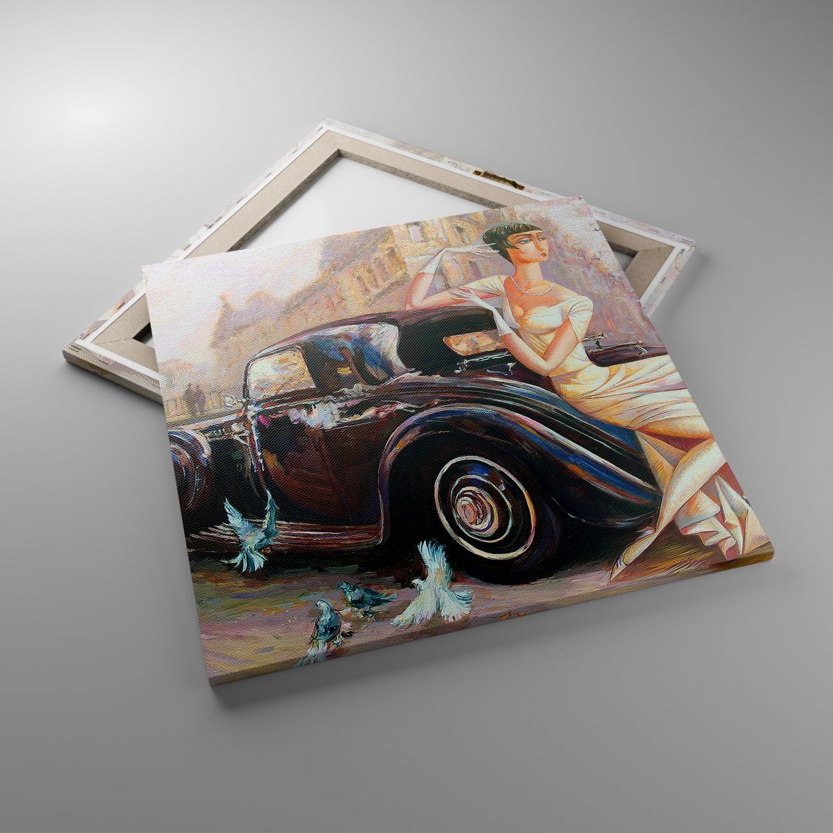 Leinwandbild Retro-Auto, Leinwandbild Frau, Leinwandbild Palast, Leinwandbild Automobil, Leinwandbild Kunst