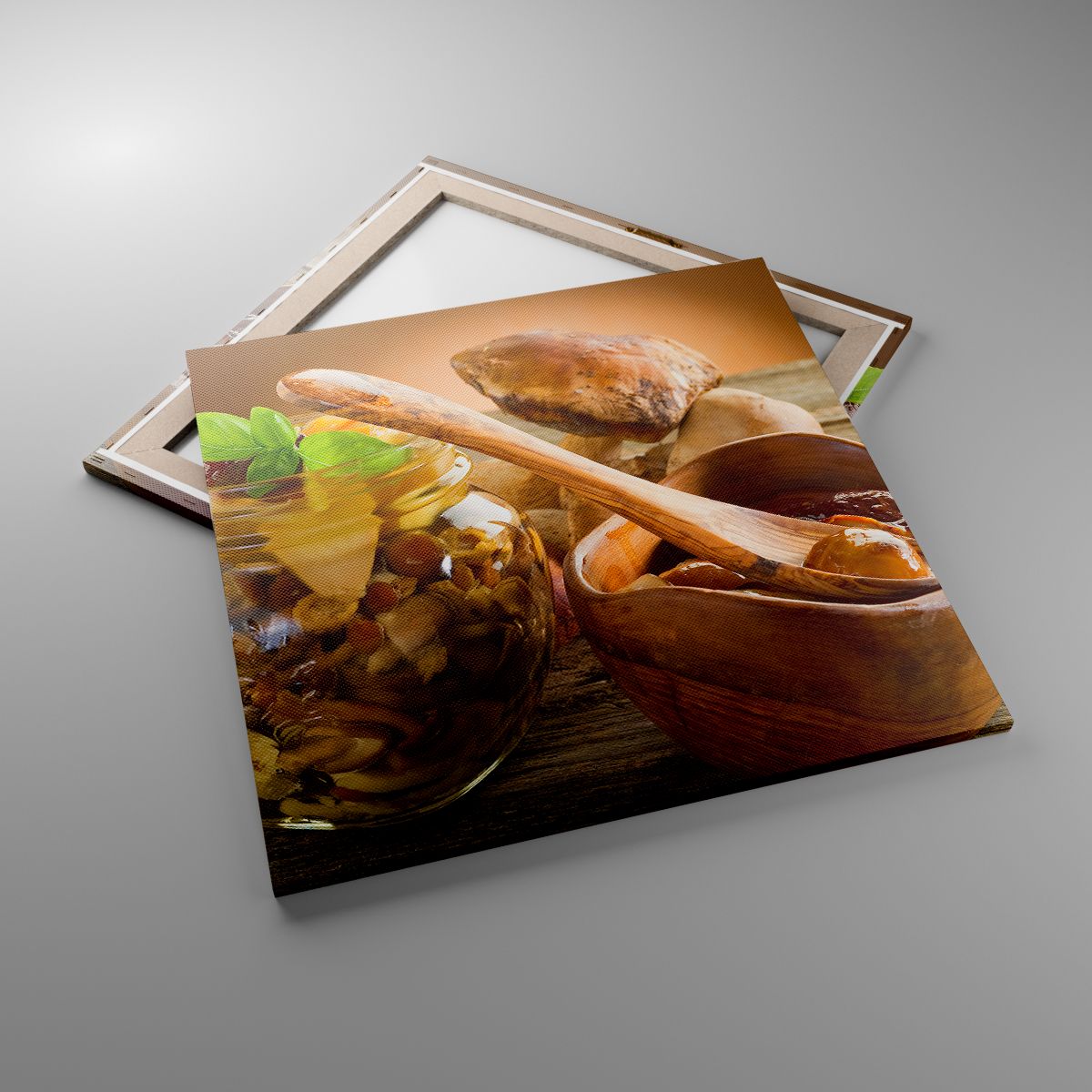 Leinwandbild Gastronomie, Leinwandbild Pilze, Leinwandbild Küche, Leinwandbild Löffel, Leinwandbild Waldernte