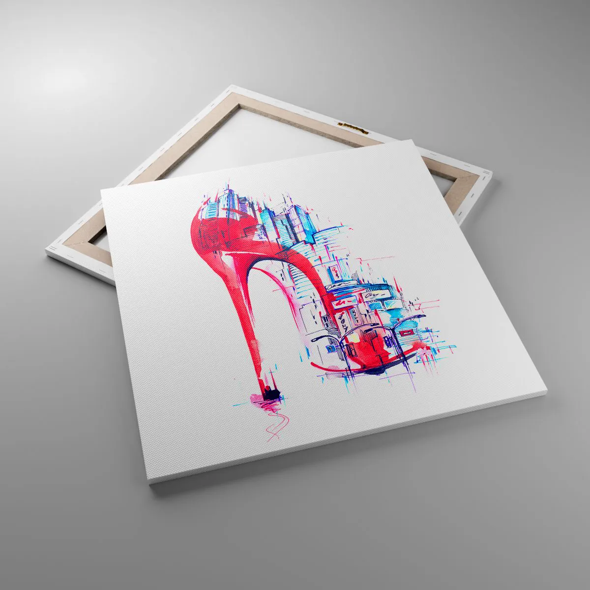 Lærredstryk - Billede på lærred - Elegant kvinde fra storbyen - 70x70 cm