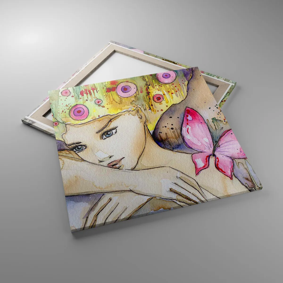 Schilderen op canvas - Vlinderprinses - 70x70 cm