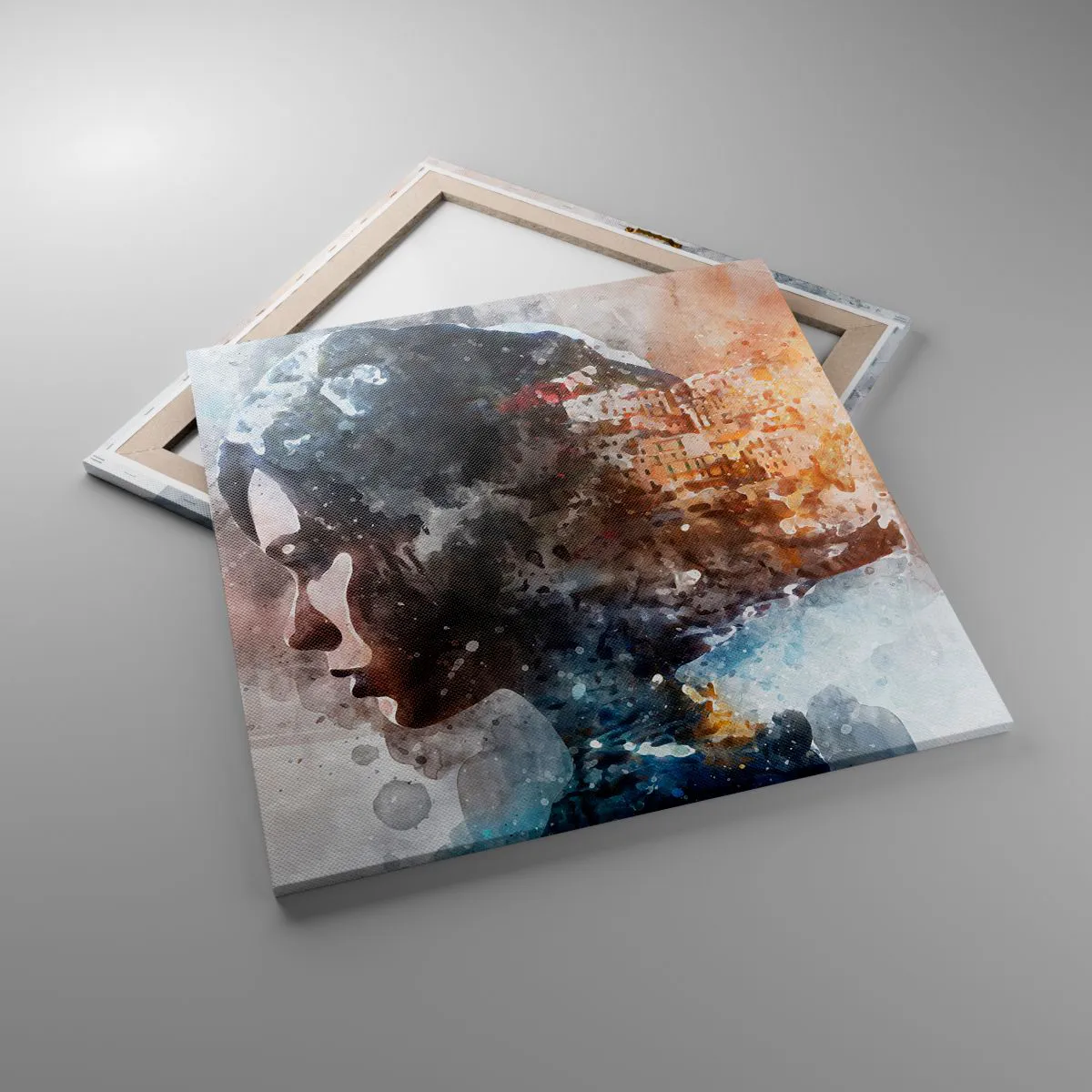 Obraz na płótnie - Opowieść o dziewczynie z miastem w tle - 70x70 cm