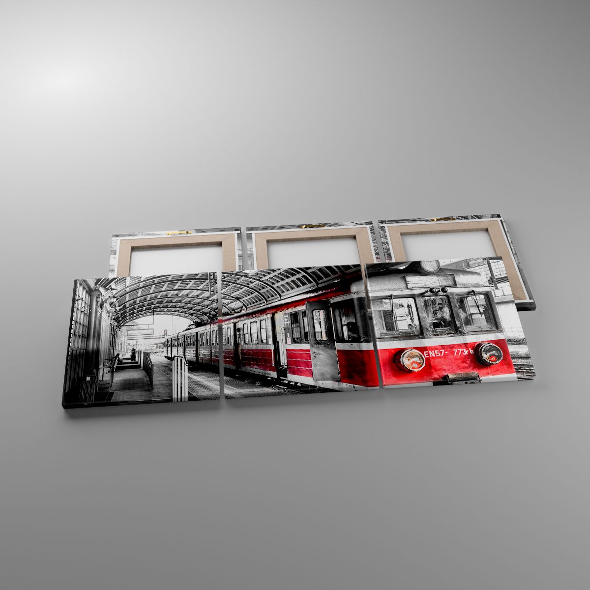 Leinwandbild Personenzug, Leinwandbild Bahnhof, Leinwandbild Plattform, Leinwandbild Lokomotive, Leinwandbild Schwarz Und Weiß