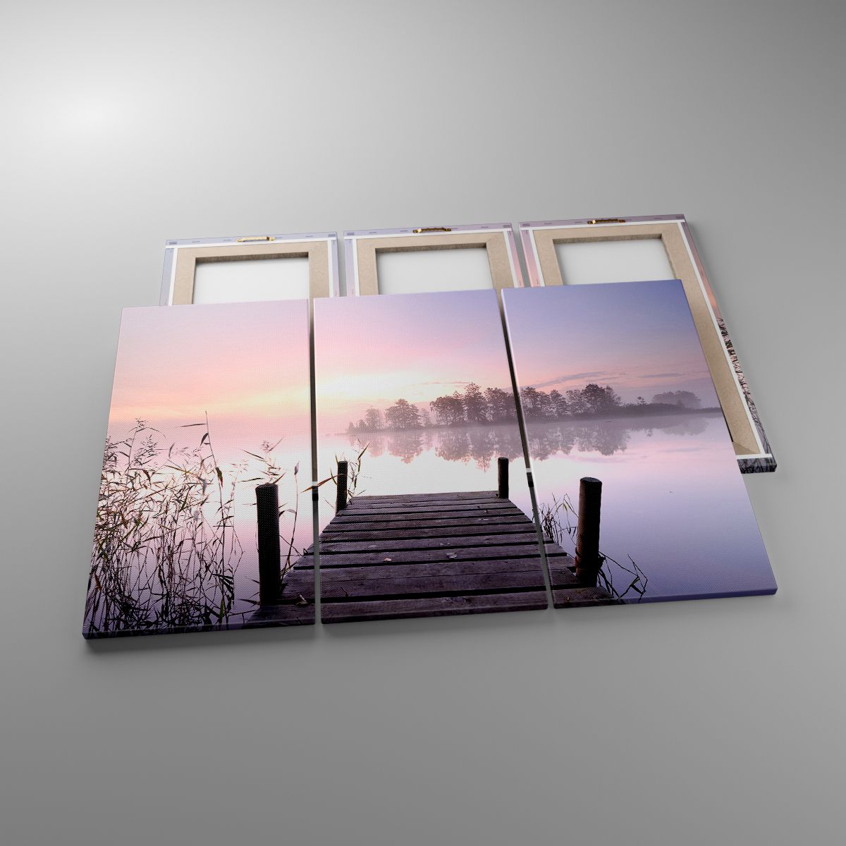 Leinwandbild Landschaft, Leinwandbild Sonnenaufgang, Leinwandbild See, Leinwandbild Holzbrücke, Leinwandbild Natur