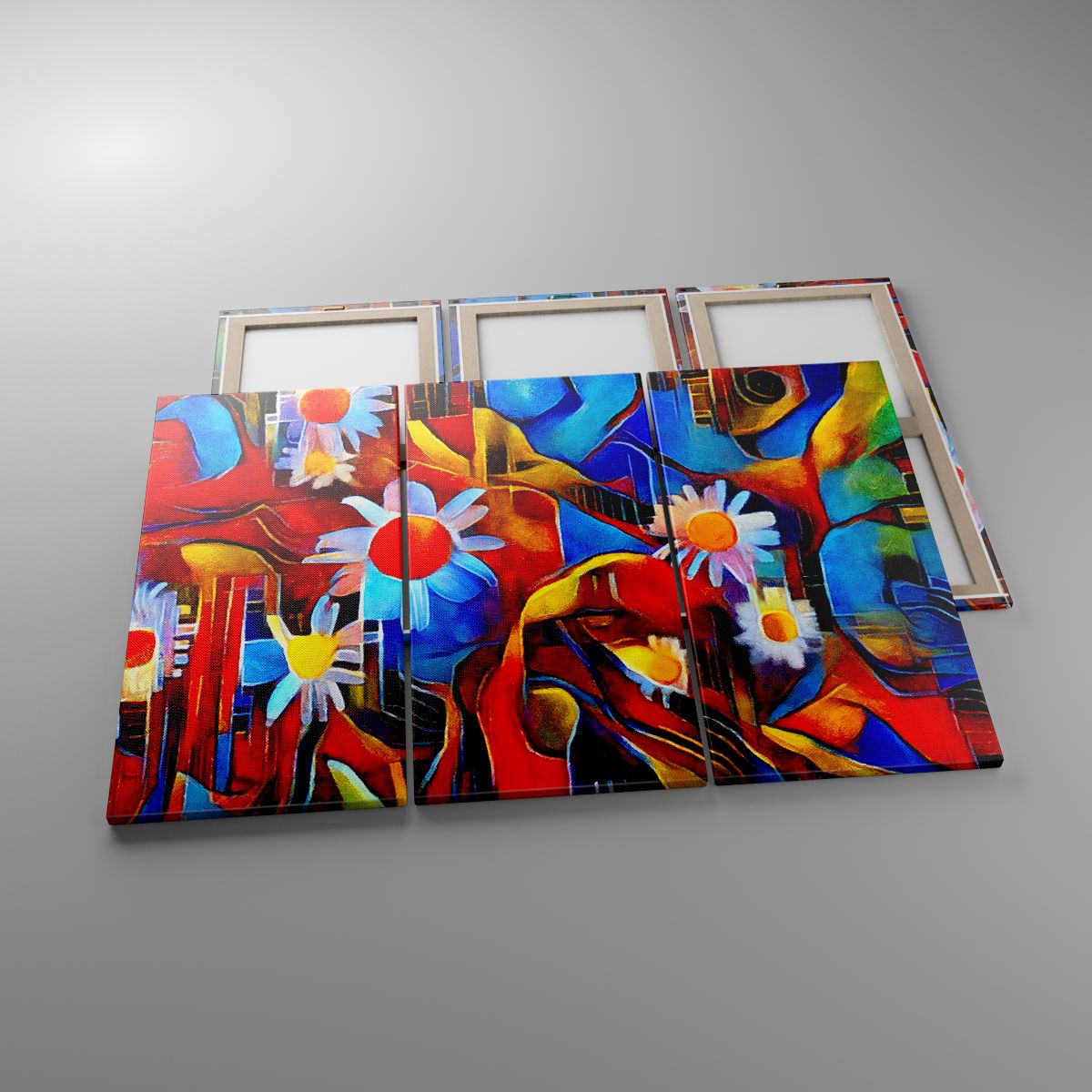 Leinwandbild Abstraktion, Leinwandbild Kubismus, Leinwandbild Kunst, Leinwandbild Blumen, Leinwandbild Bunte Abbildung