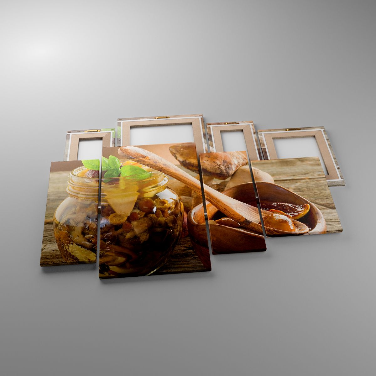 Leinwandbild Gastronomie, Leinwandbild Pilze, Leinwandbild Küche, Leinwandbild Löffel, Leinwandbild Waldernte