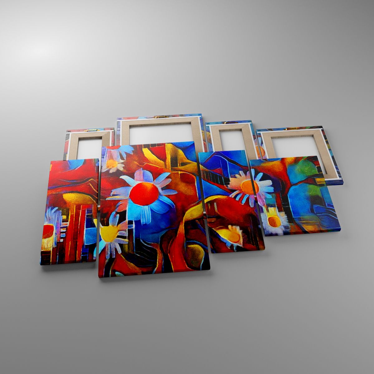 Leinwandbild Abstraktion, Leinwandbild Kubismus, Leinwandbild Kunst, Leinwandbild Blumen, Leinwandbild Bunte Abbildung